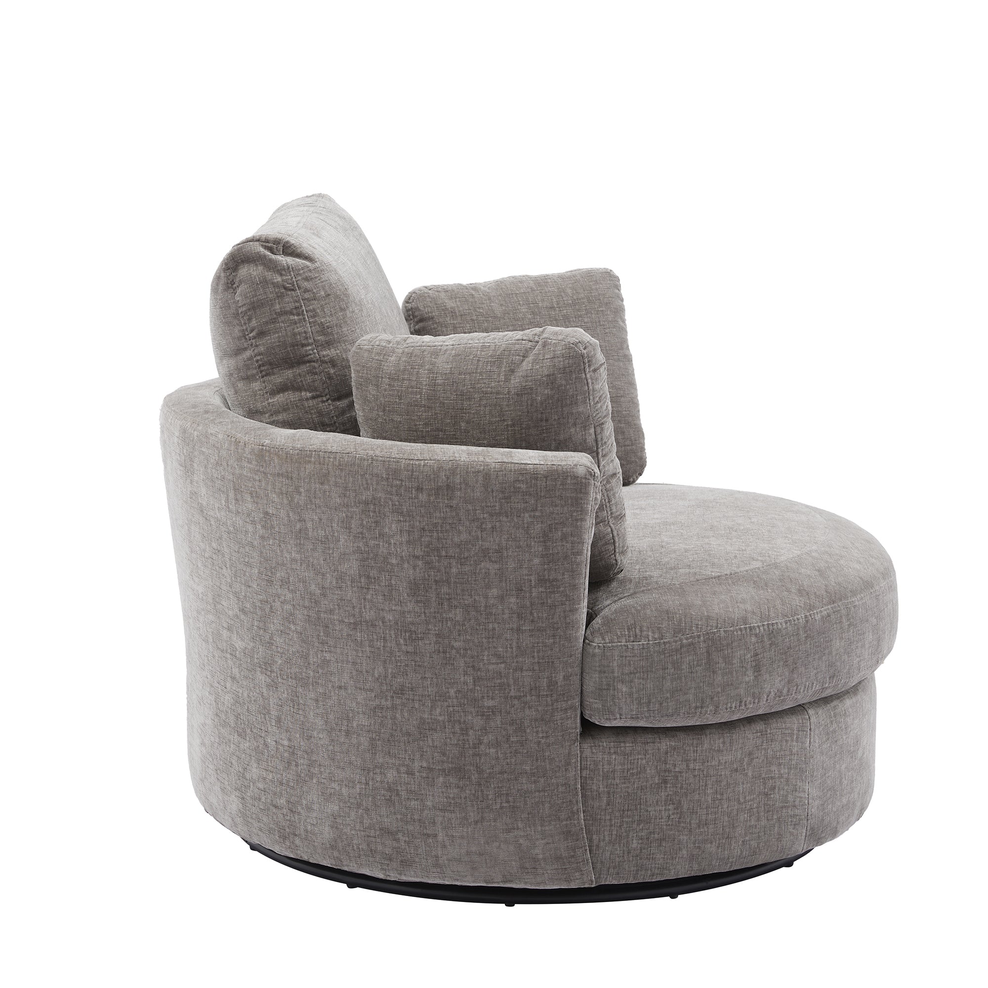 42.2"W Swivel Accent Bucket Chair with 3 Pillows (Gray)