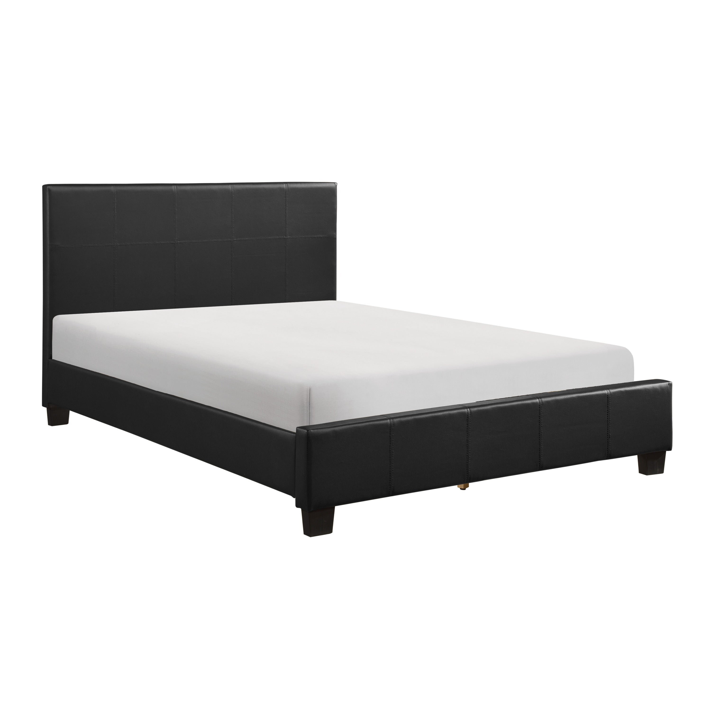 King Size Bed Leather Upholstered (Black)