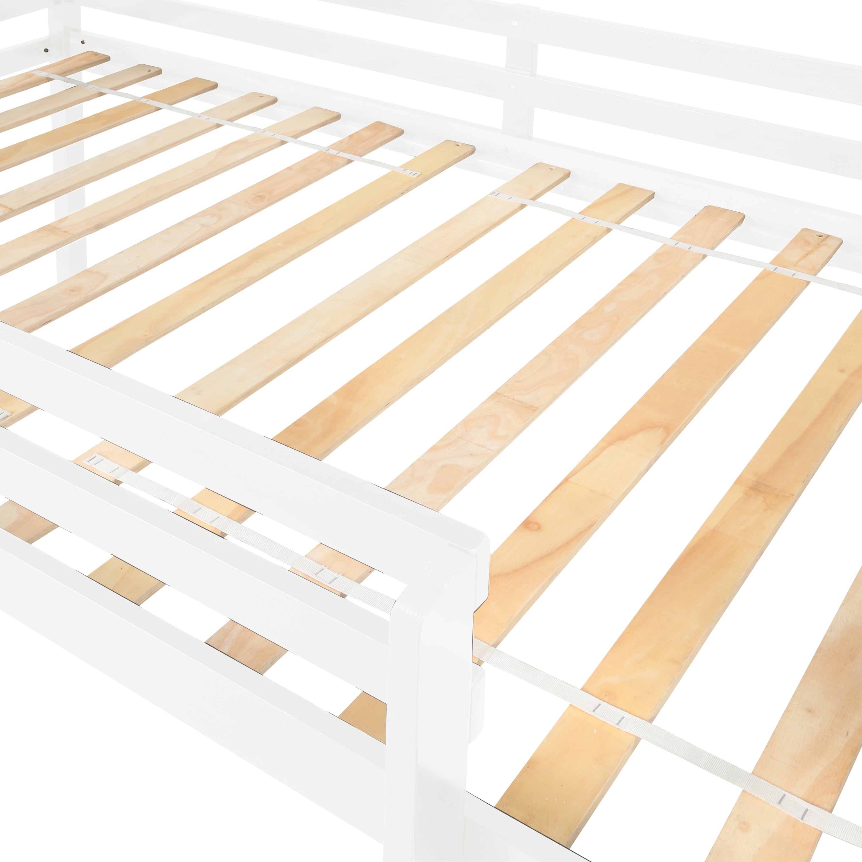 Loft Bed ,Twin, with Guard Rail & Ladder (White)