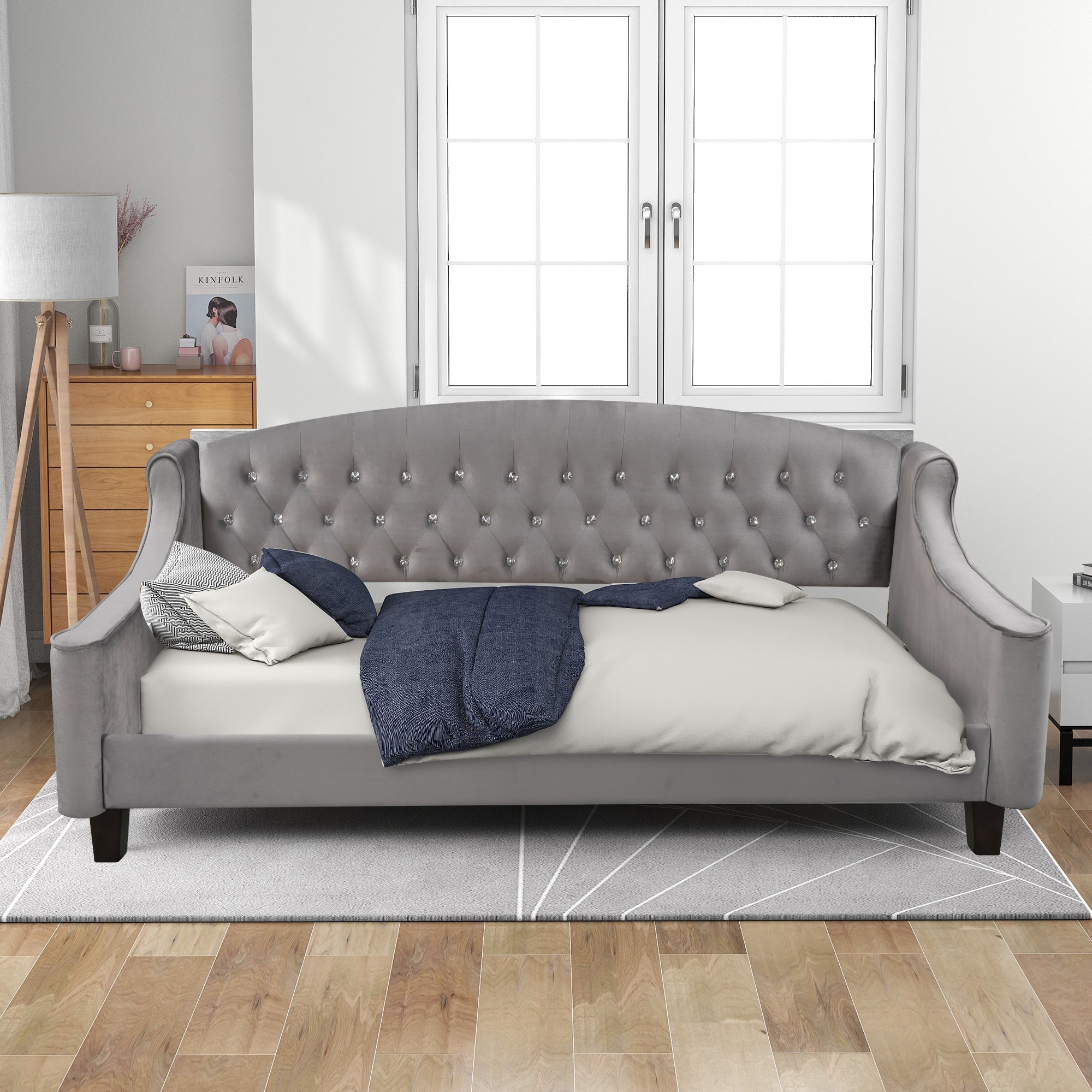 Modern Luxury Tufted Button Daybed Twin (Gray)