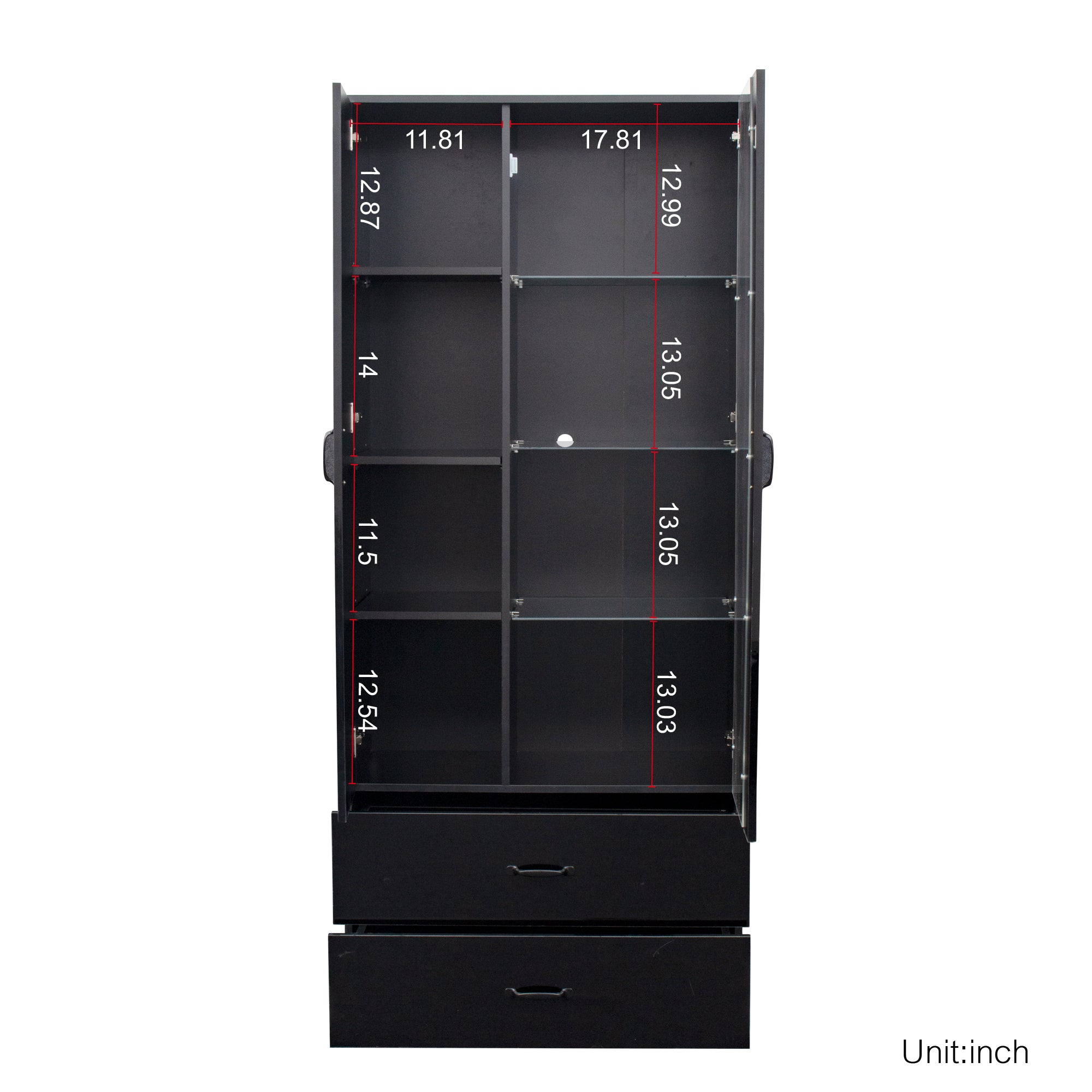 Sideboard with Shelves and Drawers (Black)