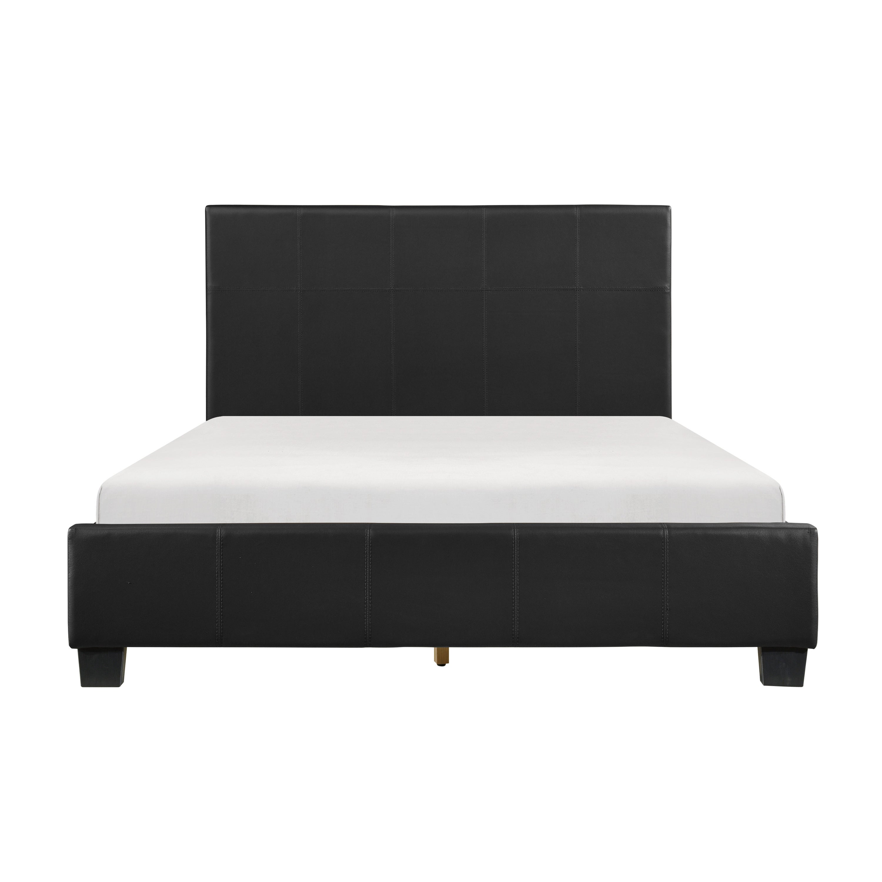 King Size Bed Leather Upholstered (Black)