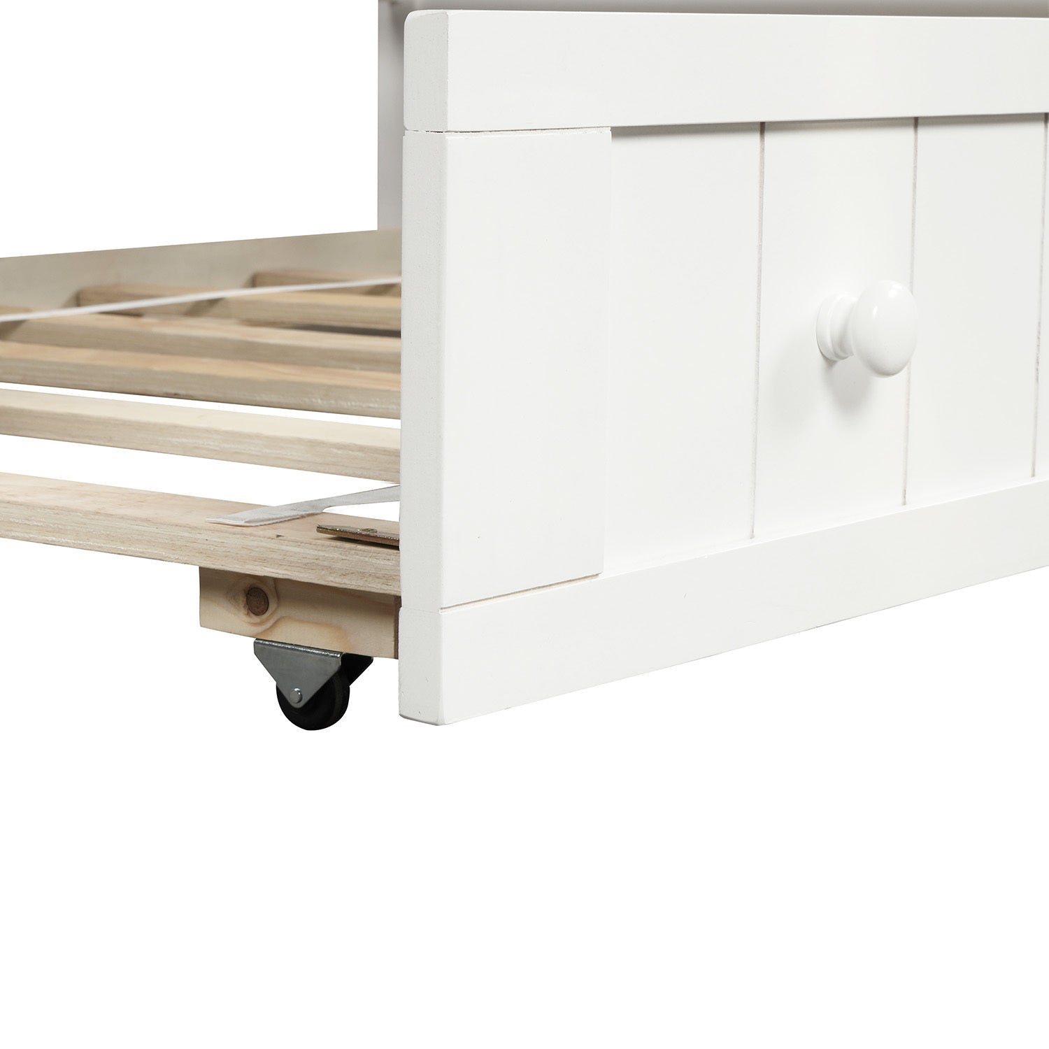Twin Wooden Daybed with Trundle Bed (White)