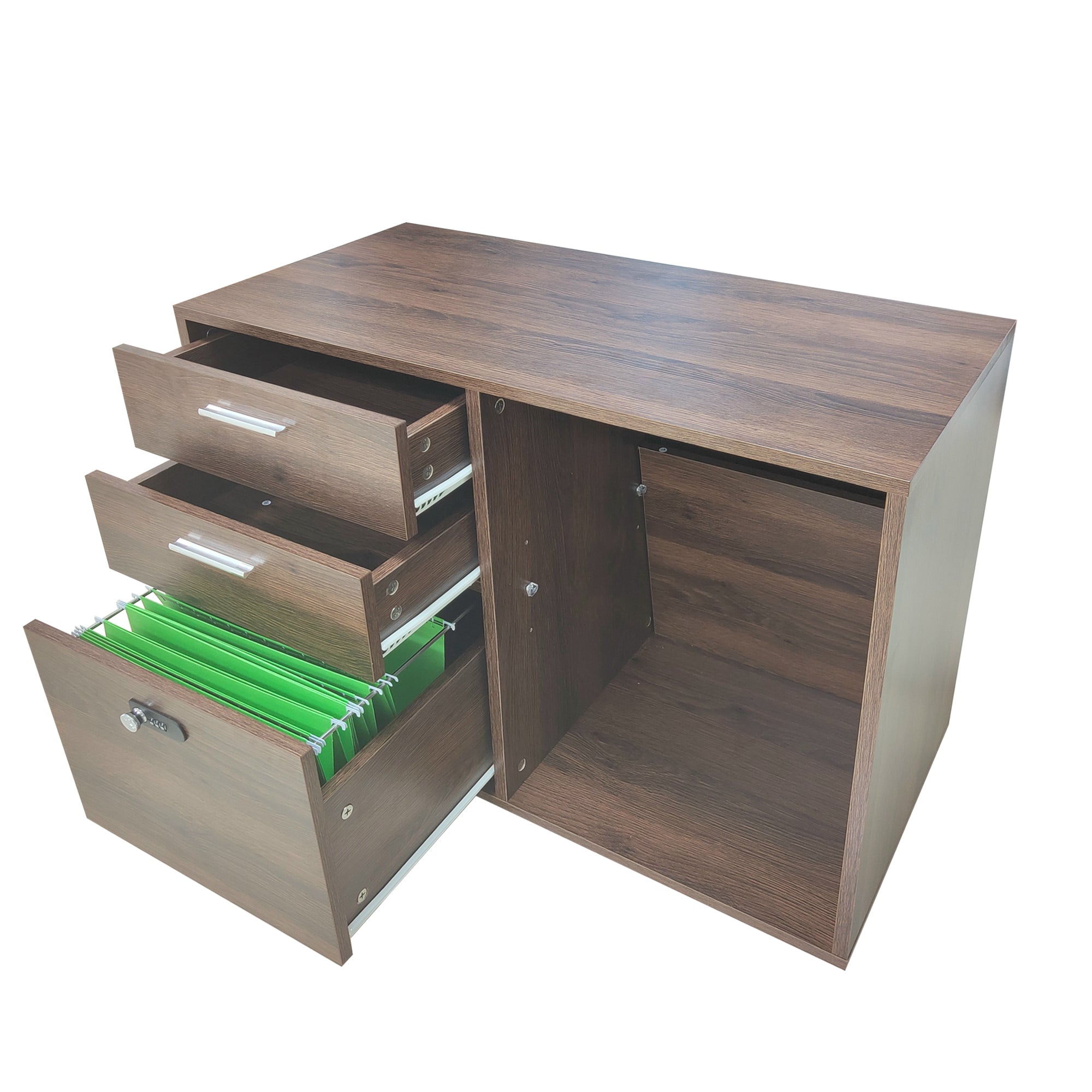 Office Pulley Removable File Cabinet (Brown Oak)
