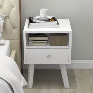 Mid-Century Modern Bedside Table (White)