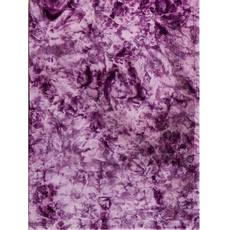 7.59' x 5.25' Lily Luxury Chinchilla Faux Fur Rectangular Area Rug (Purple)