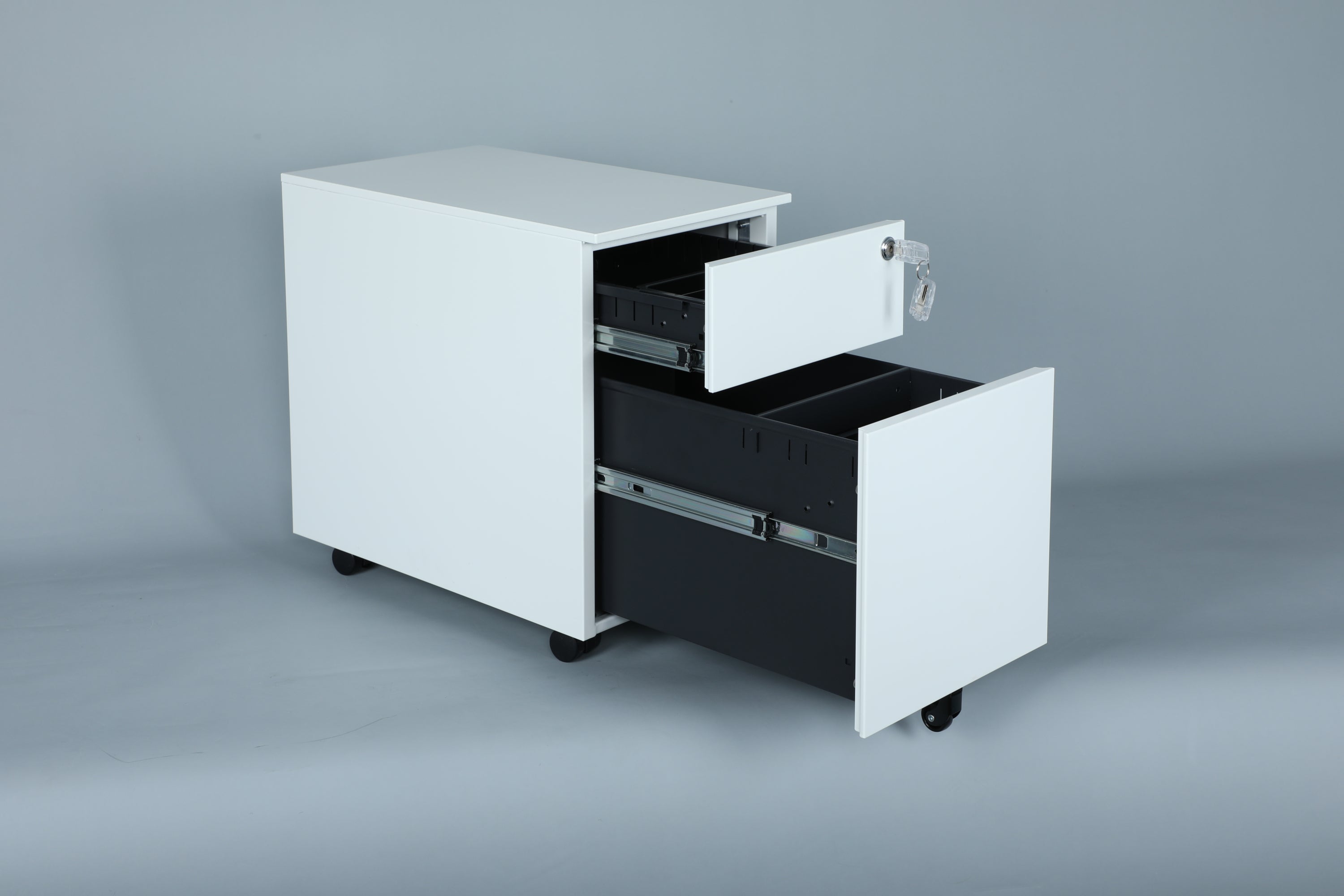 Metal Filing Cabinet with Lock (White)