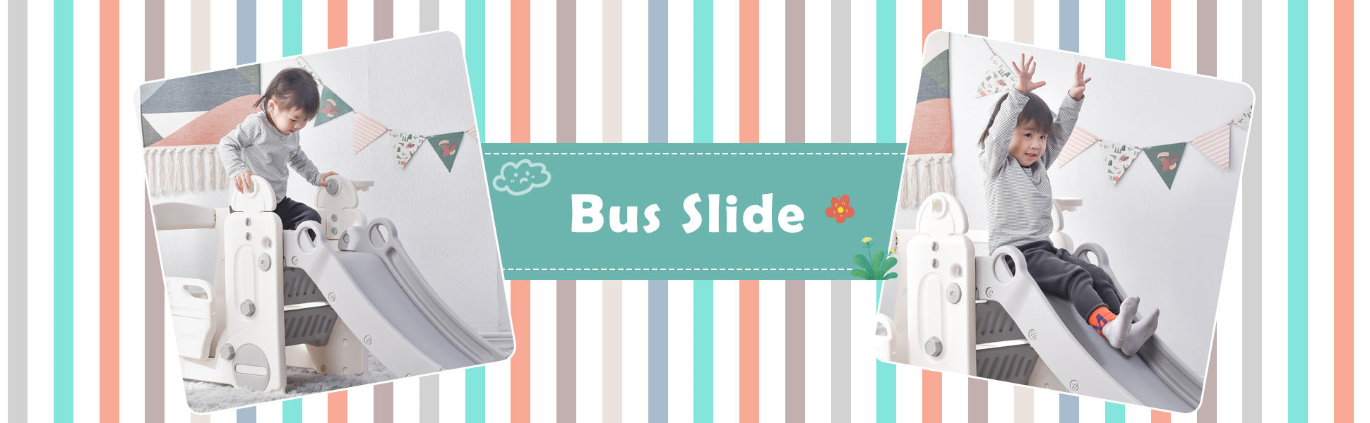 Kids Slide with Bus Play Structure Climber