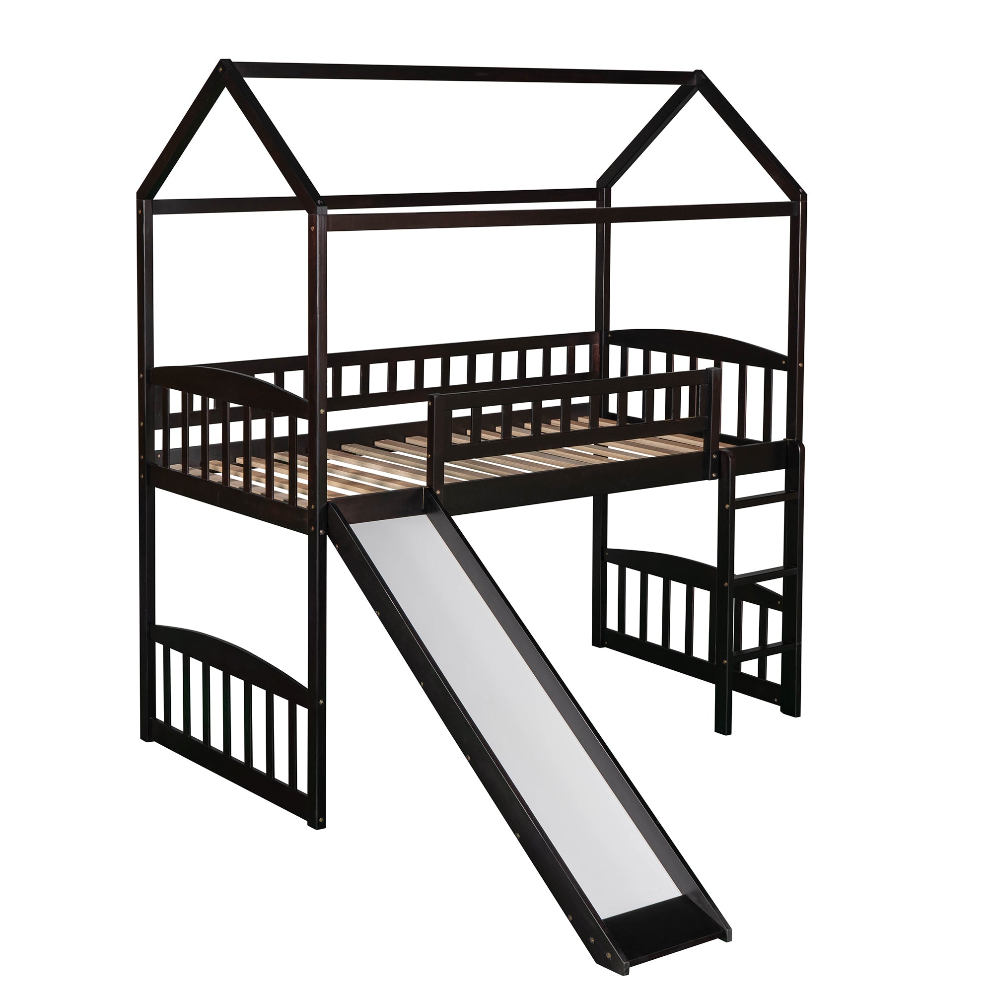 Twin Loft Bed with Slide (Espresso)