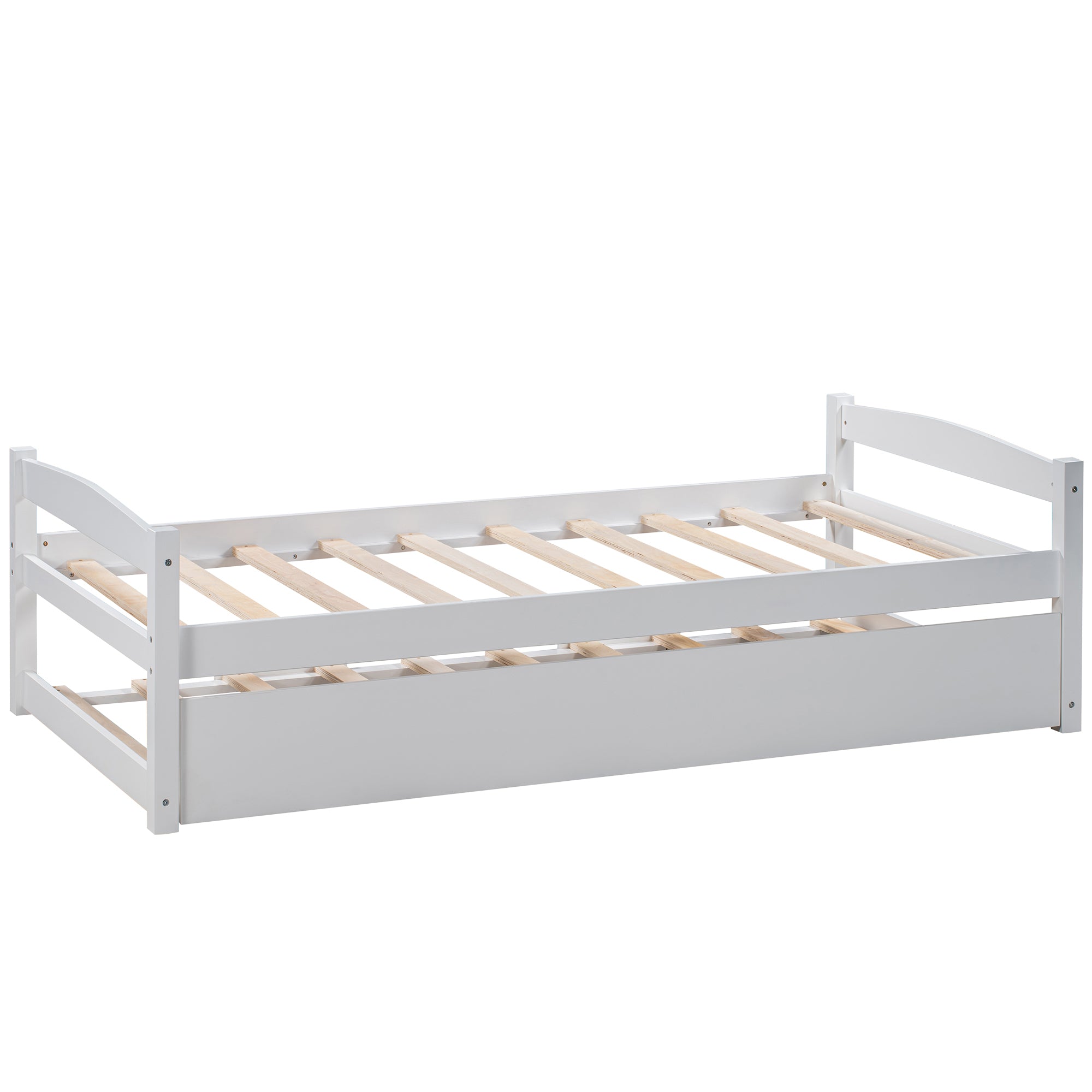 Wooden Daybed with Trundle Twin Size (White)