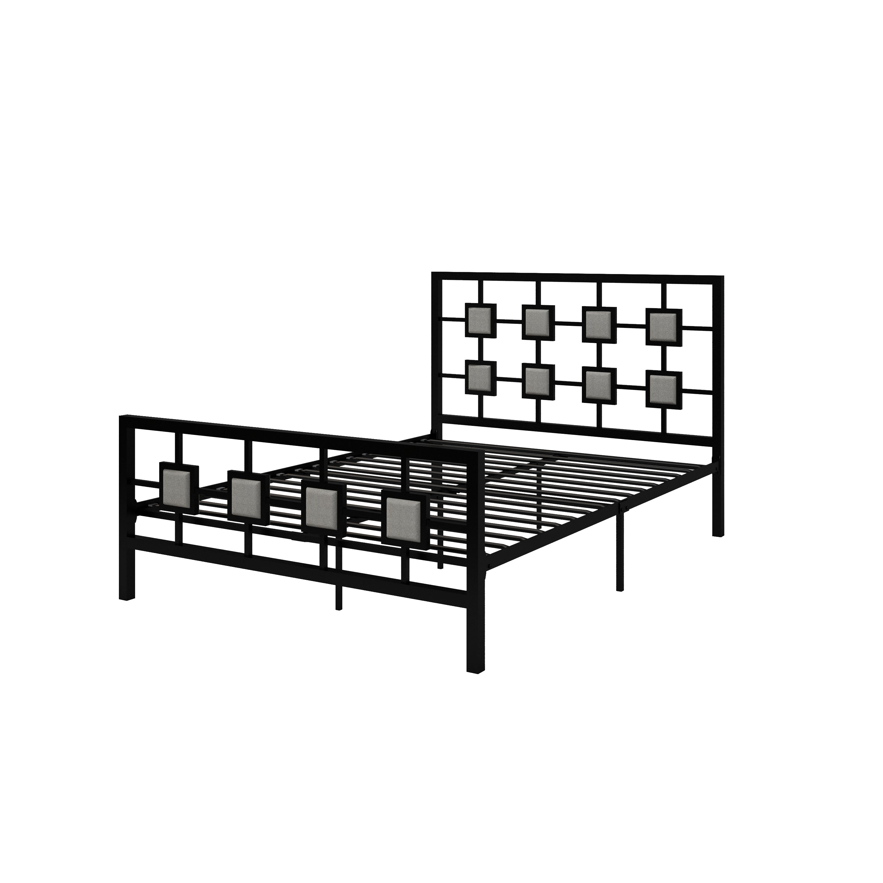 Metal Bed Frame Full  Size Platform No Box Spring Needed with Square (Black)