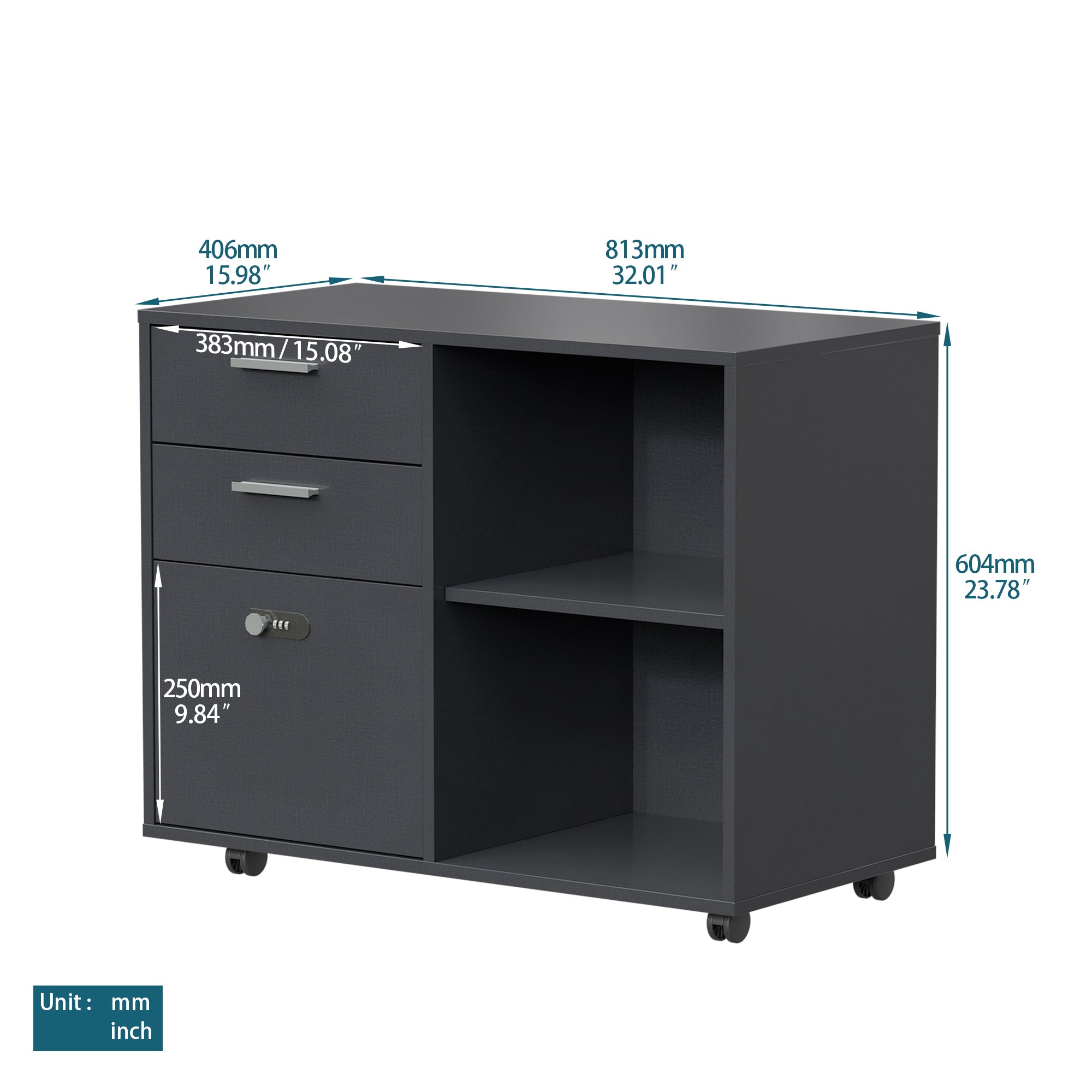 Office Pulley Removable File Cabinet ( Dark Gray)