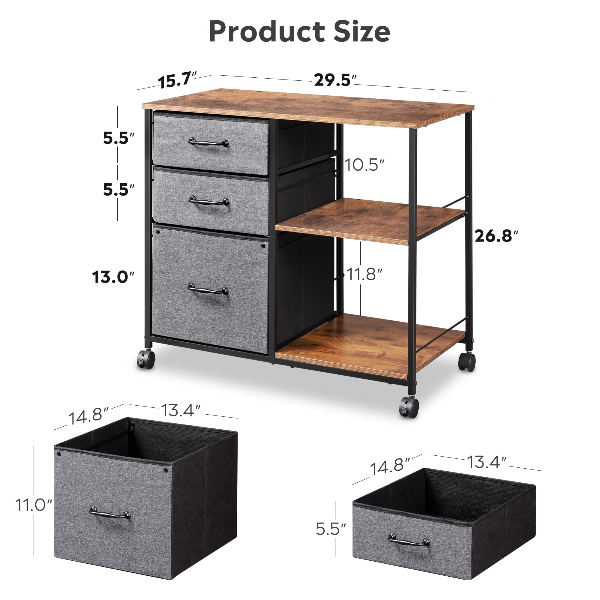 Fabric Horizontal File Cabinet ( Black Brown)
