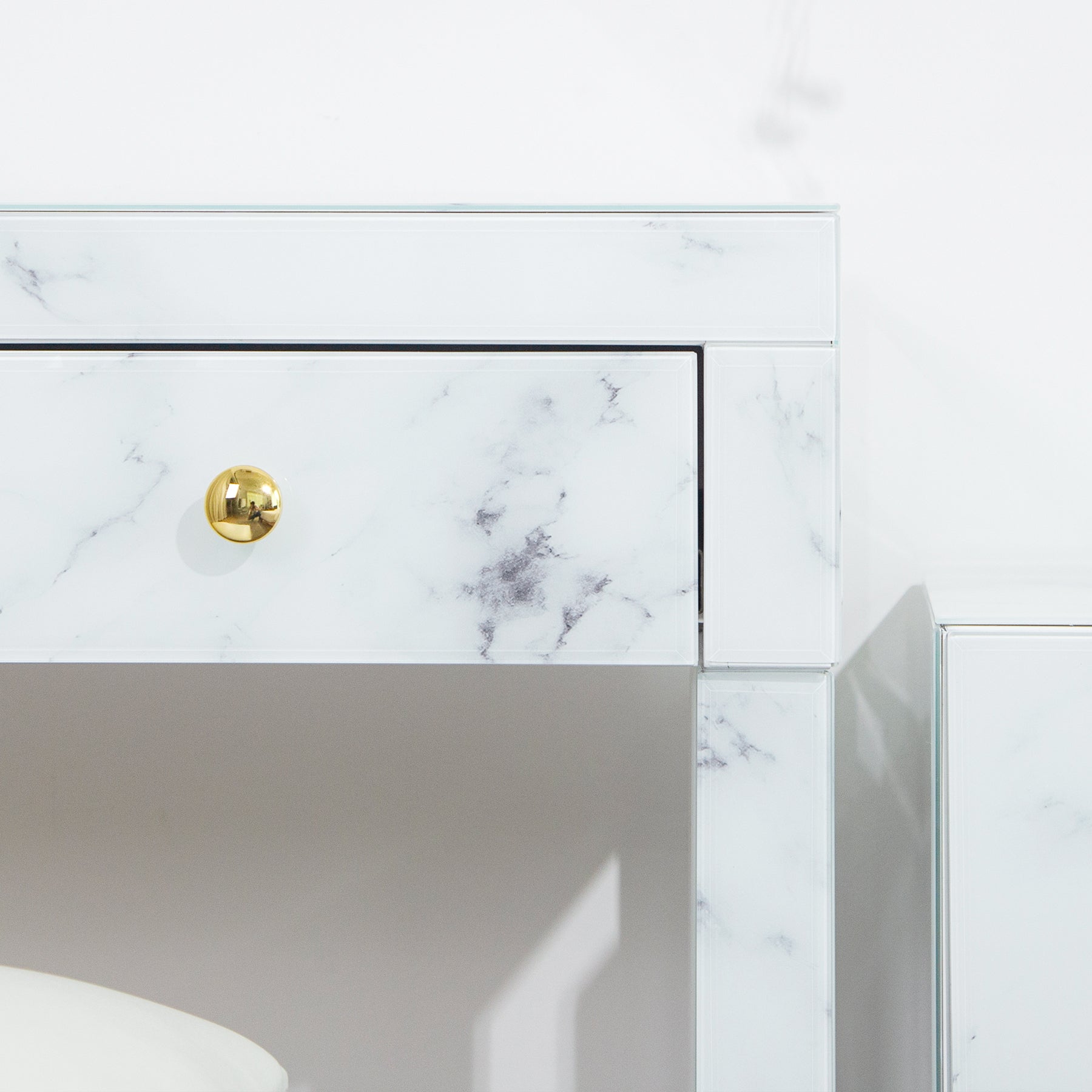 Tempered Glass Marble Texture Vanity