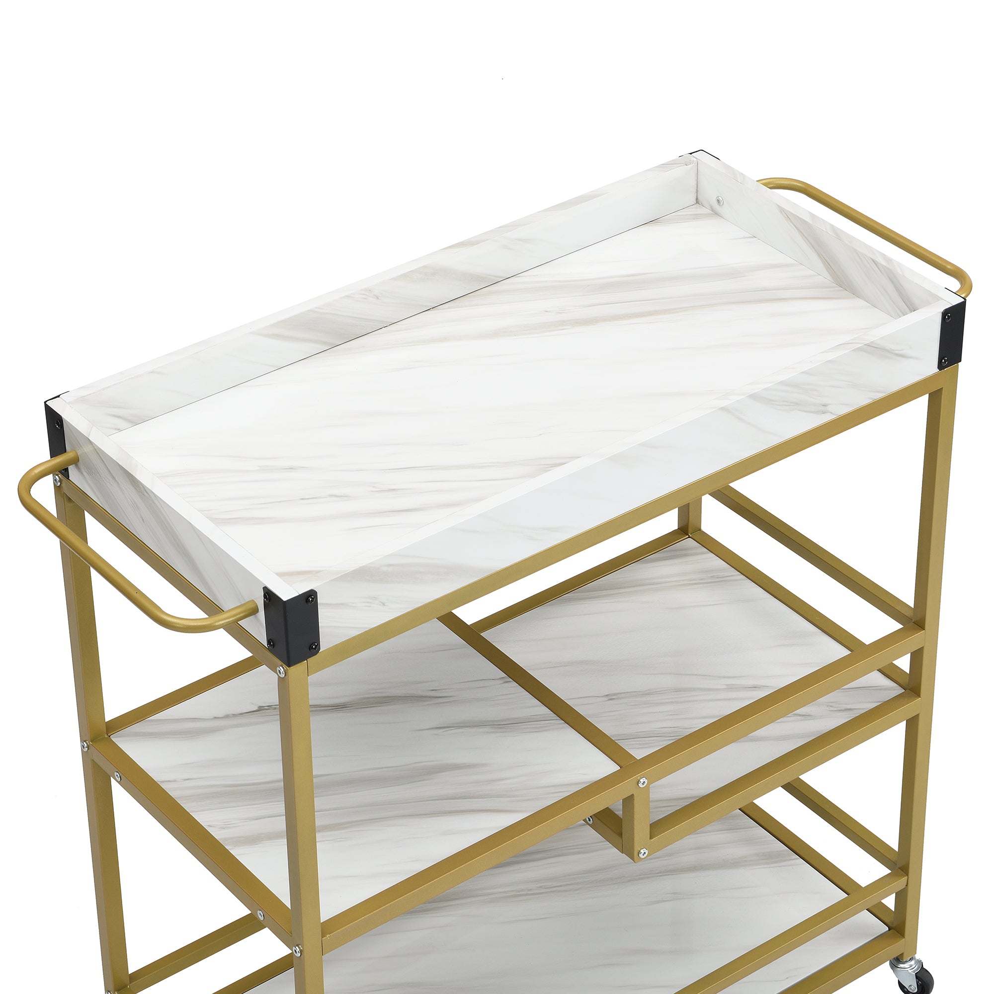 TOPMAX 31.5" Cart (Marble White + Gold Frame)