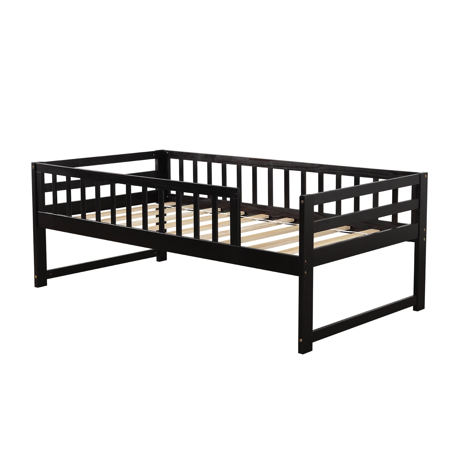 Twin Bunk Beds for Kids with Safety Rail and Movable Trundle bed