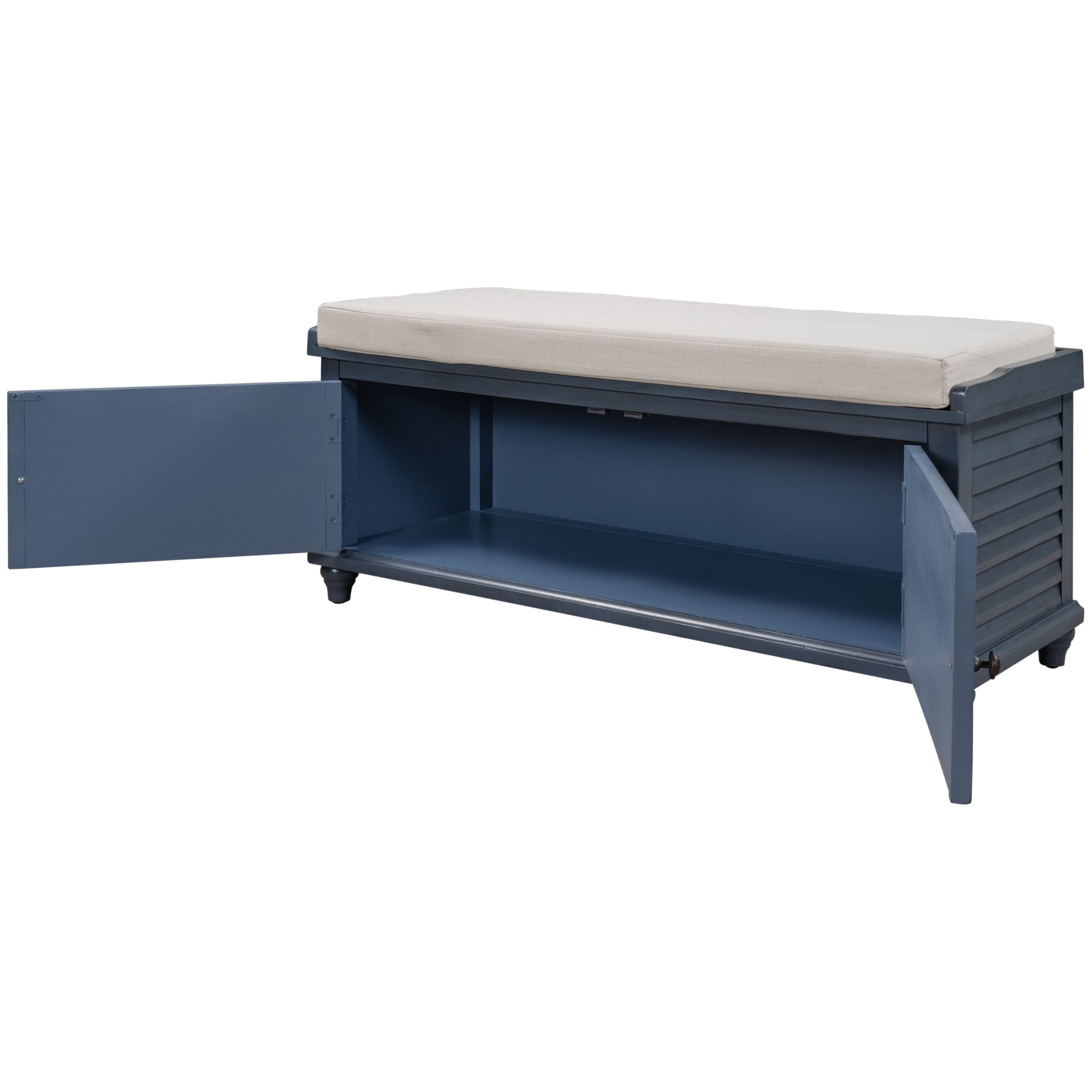 TREXM Storage Bench with Removable Cushion (Navy)