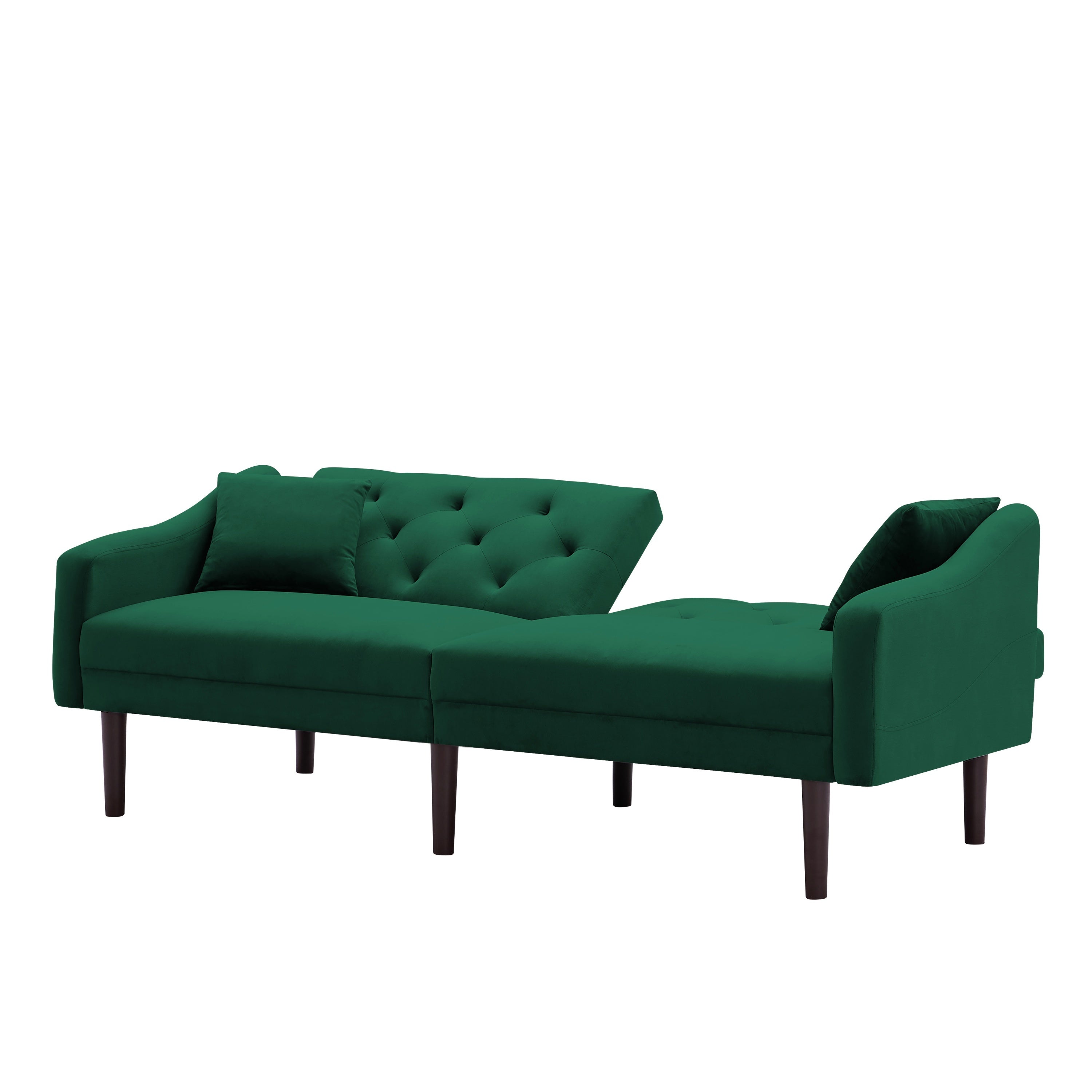 FUTON Sofa Sleeper Velvet with 2 Pillows (Green)