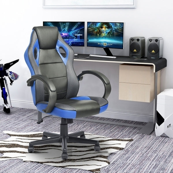 Gaming Office Chair with Fabric Adjustable Swivel (Black/Blue)
