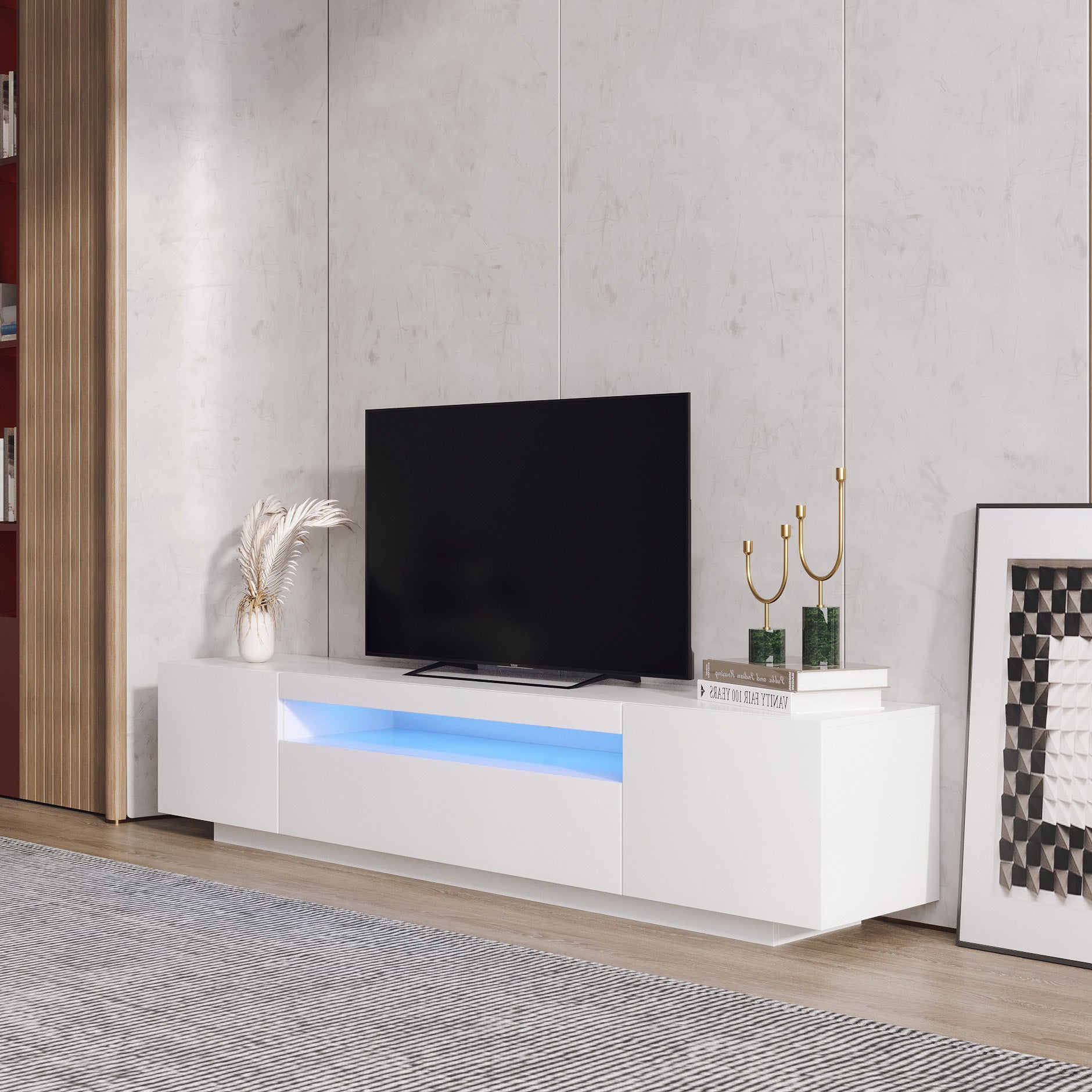 TV Cabinet with LED (White)