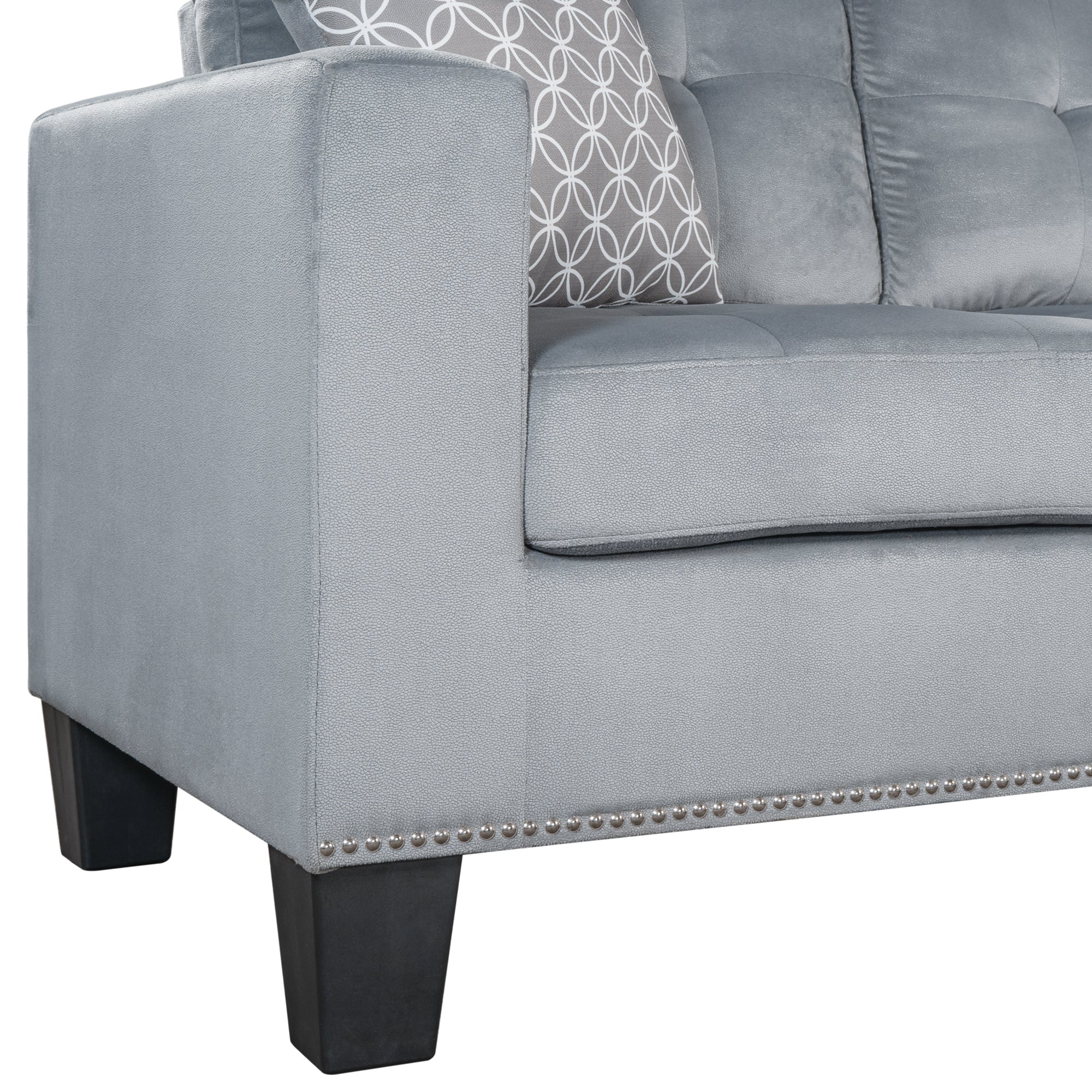 Oliver Sectional Sofa with 3 Pillows Upholstered Corner Sofa in Modern Elegant Velvet