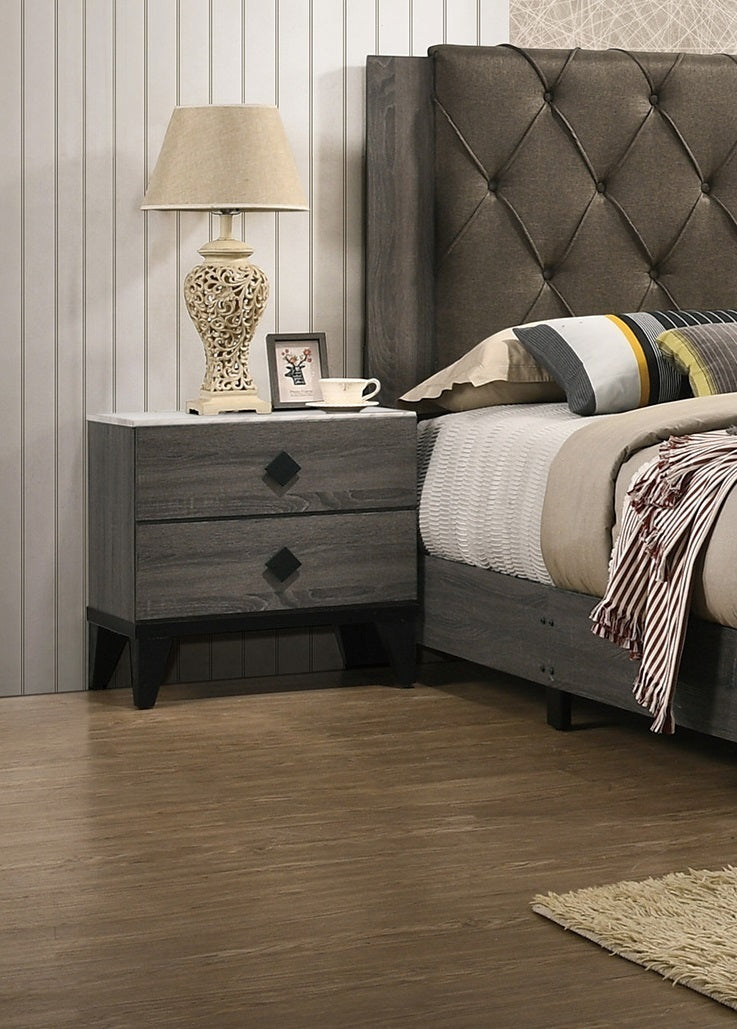 Nightstand Drawers Bed Side Table Plywood (Gray)