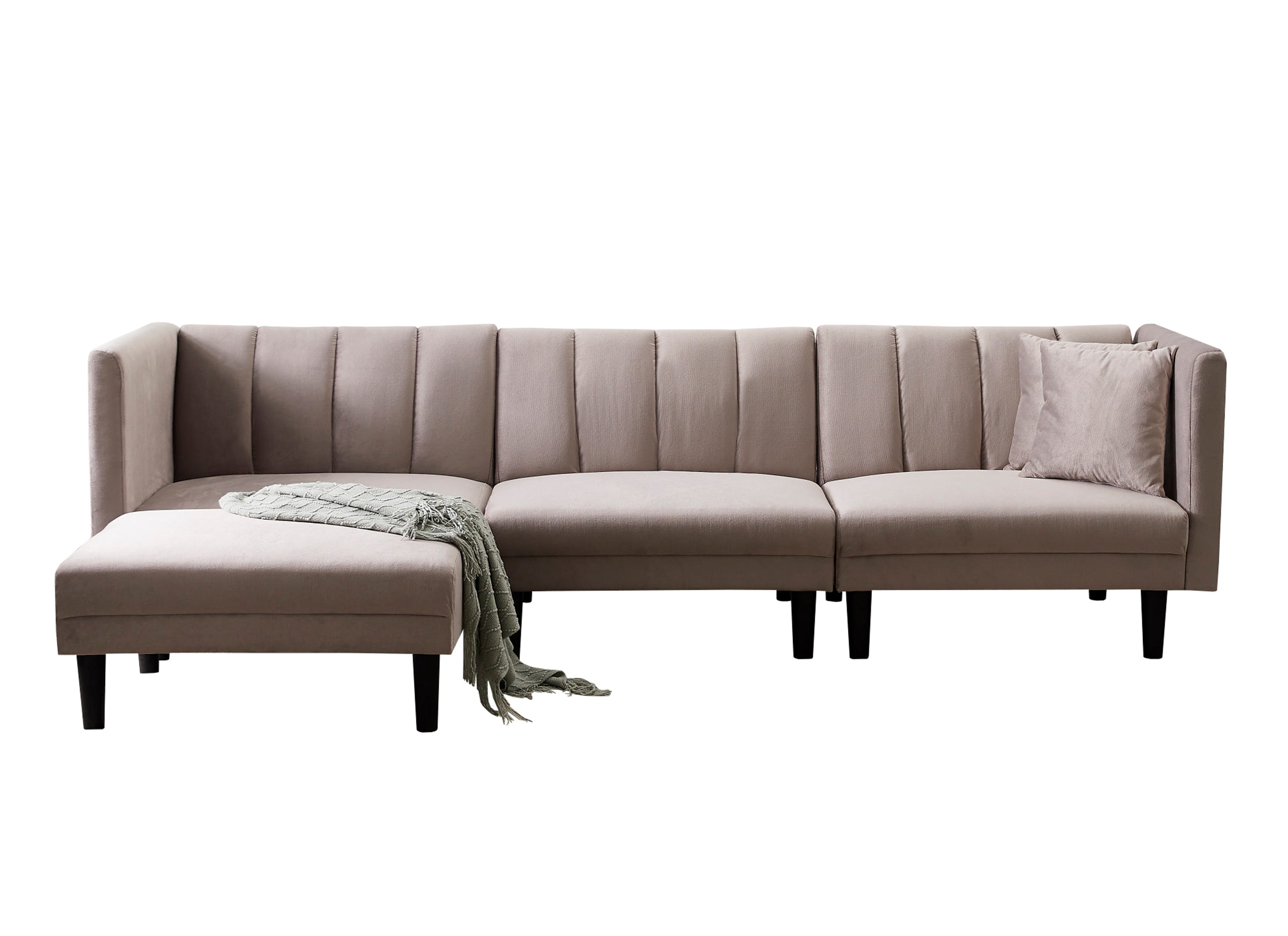 Reversible Modular Sofa Bed with 2 Pillows Velvet (Gray)