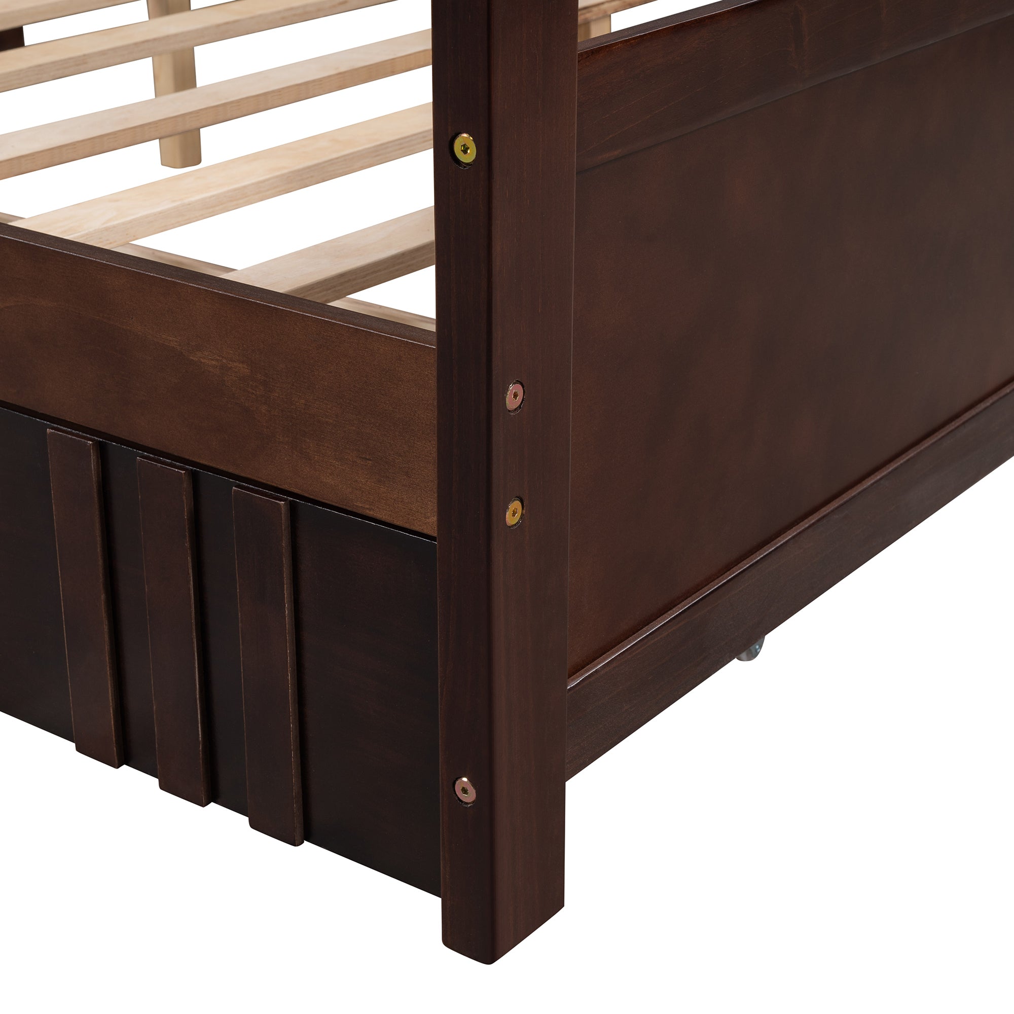 Full Size Daybed Wood Bed with Two Drawers (Espresso)
