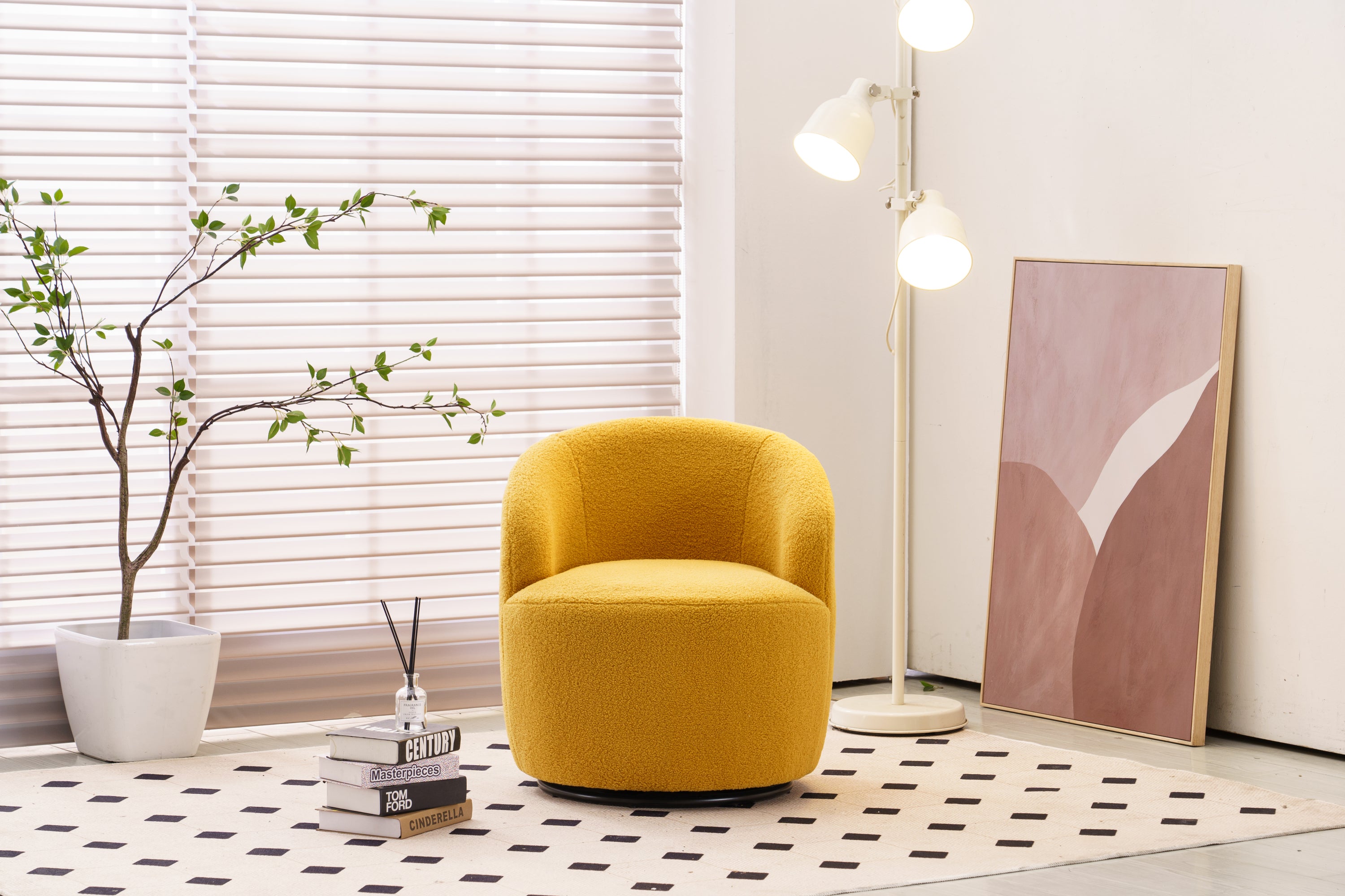 Armchair Fabric Accent Chair Barrel Chair (Yellow)