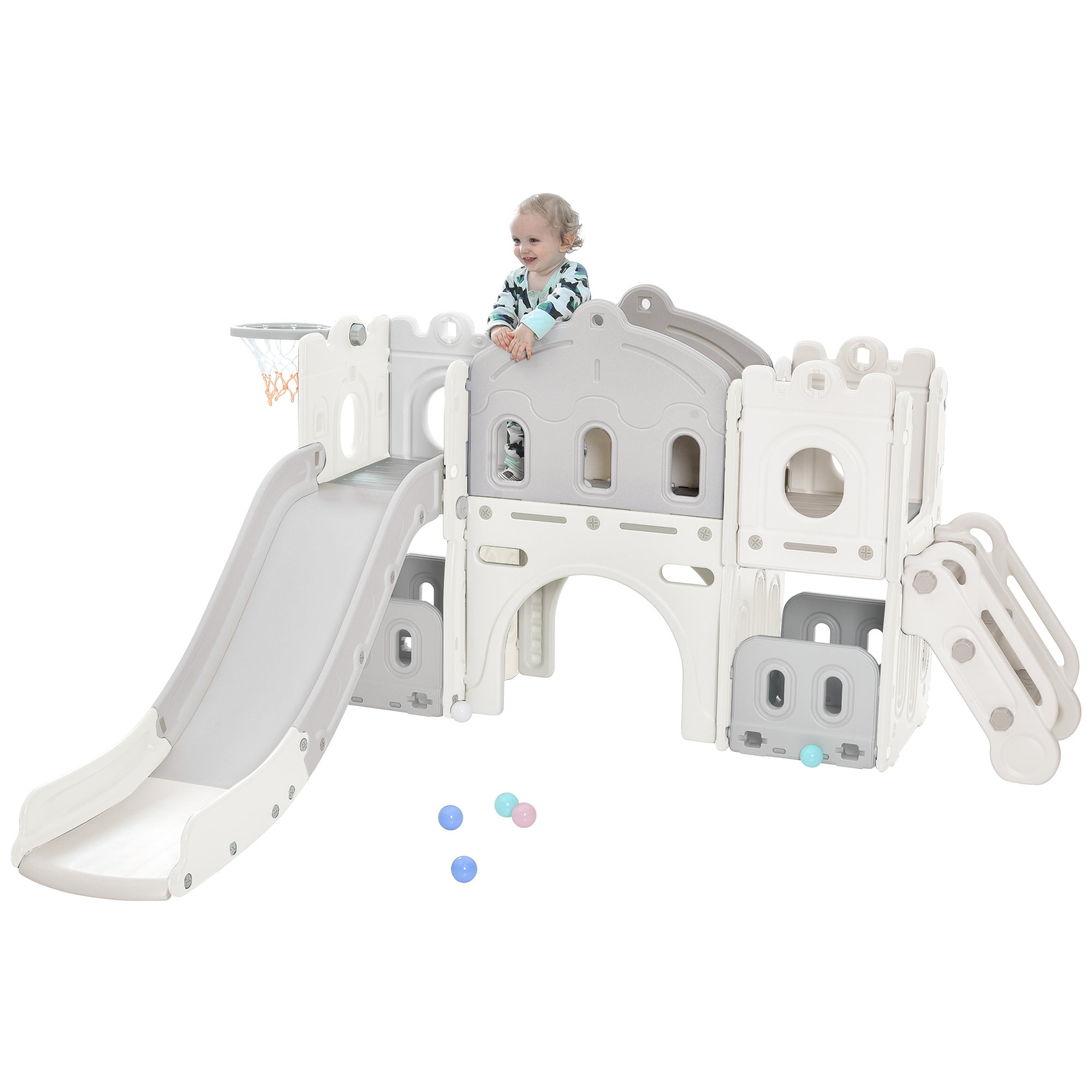 Kids Slide Playset Structure (White)