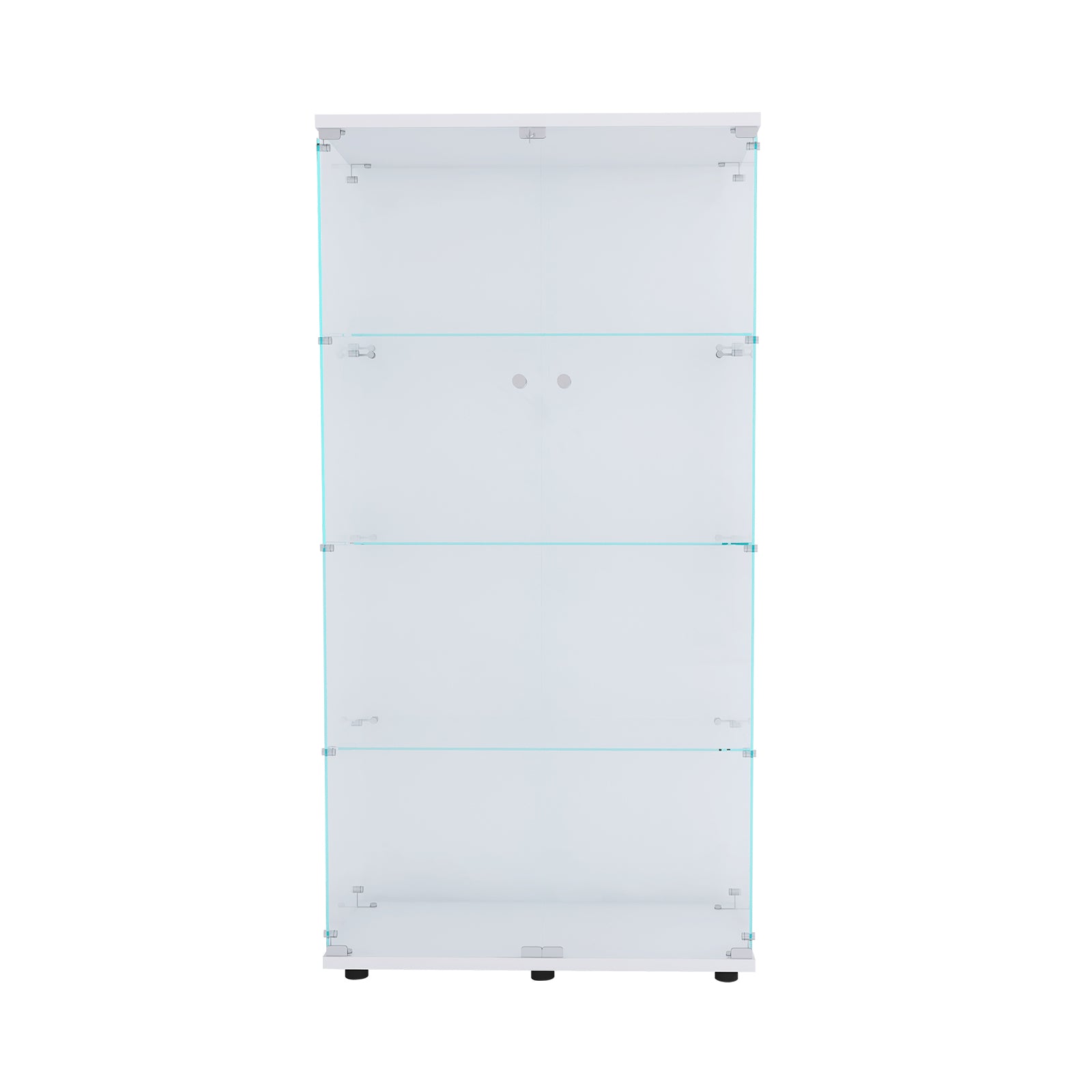Two-door Glass Display Cabinet 4 Shelves with Door (White)
