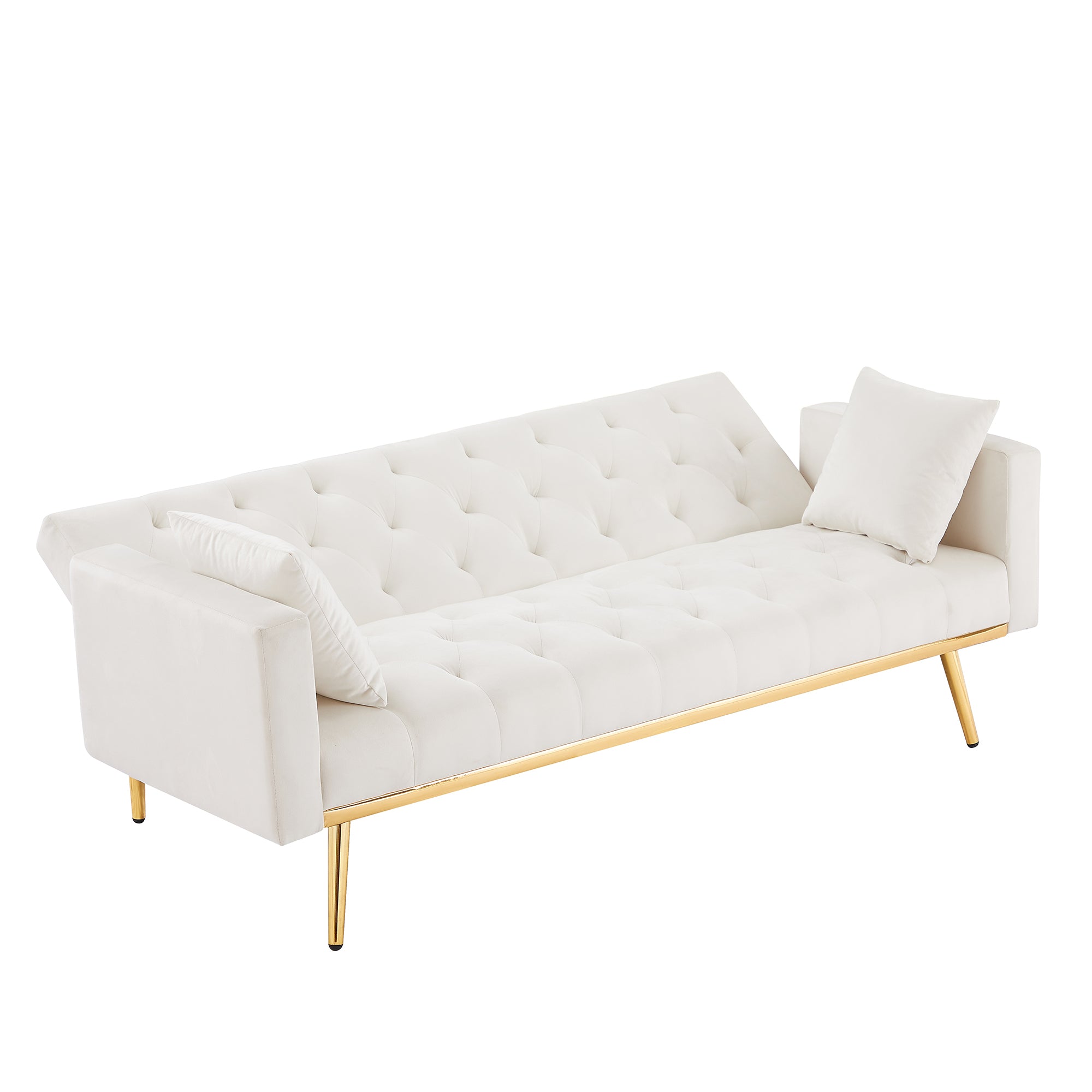 Convertible Folding Futon Sofa Bed (White)