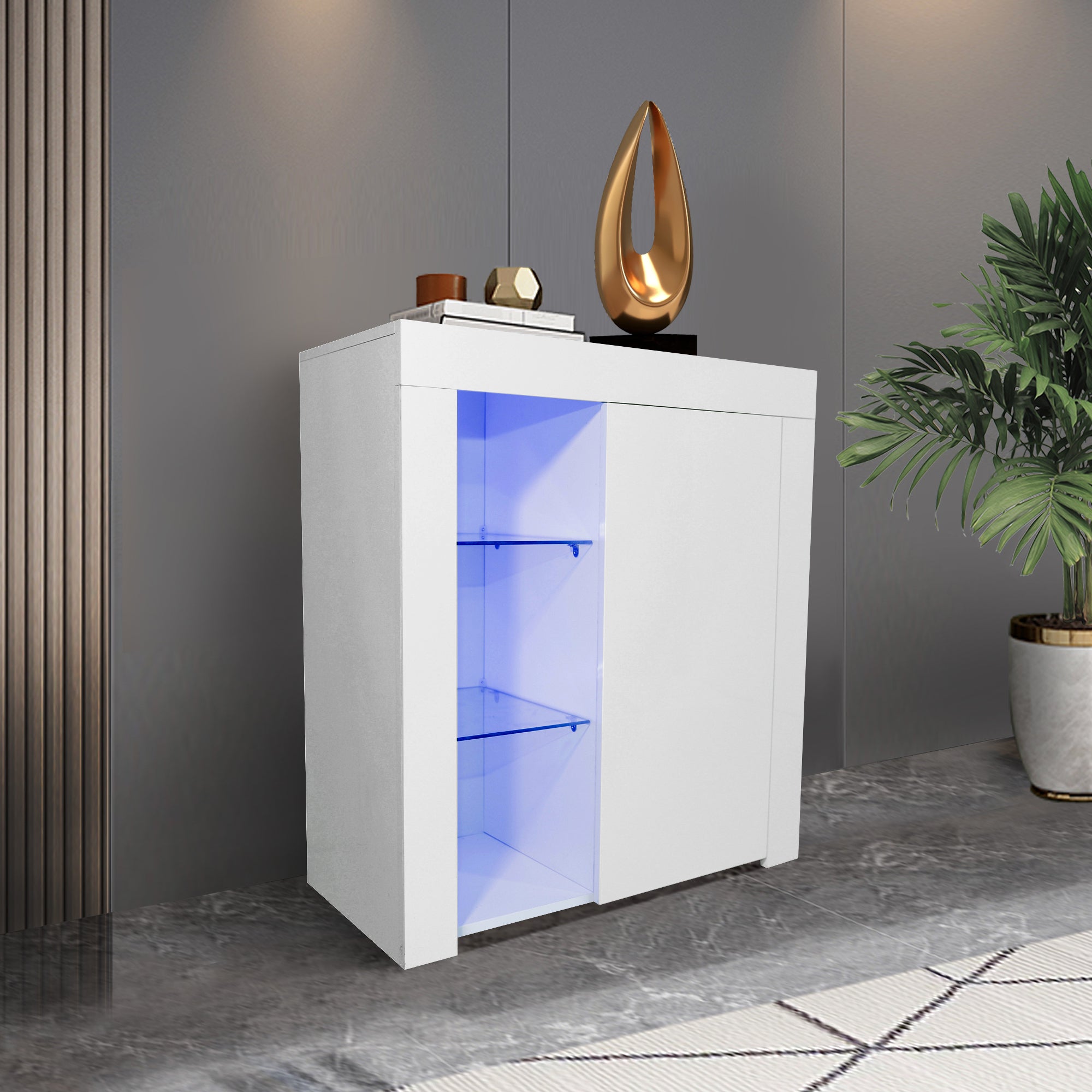 Sideboard with Blue LED Light (White)