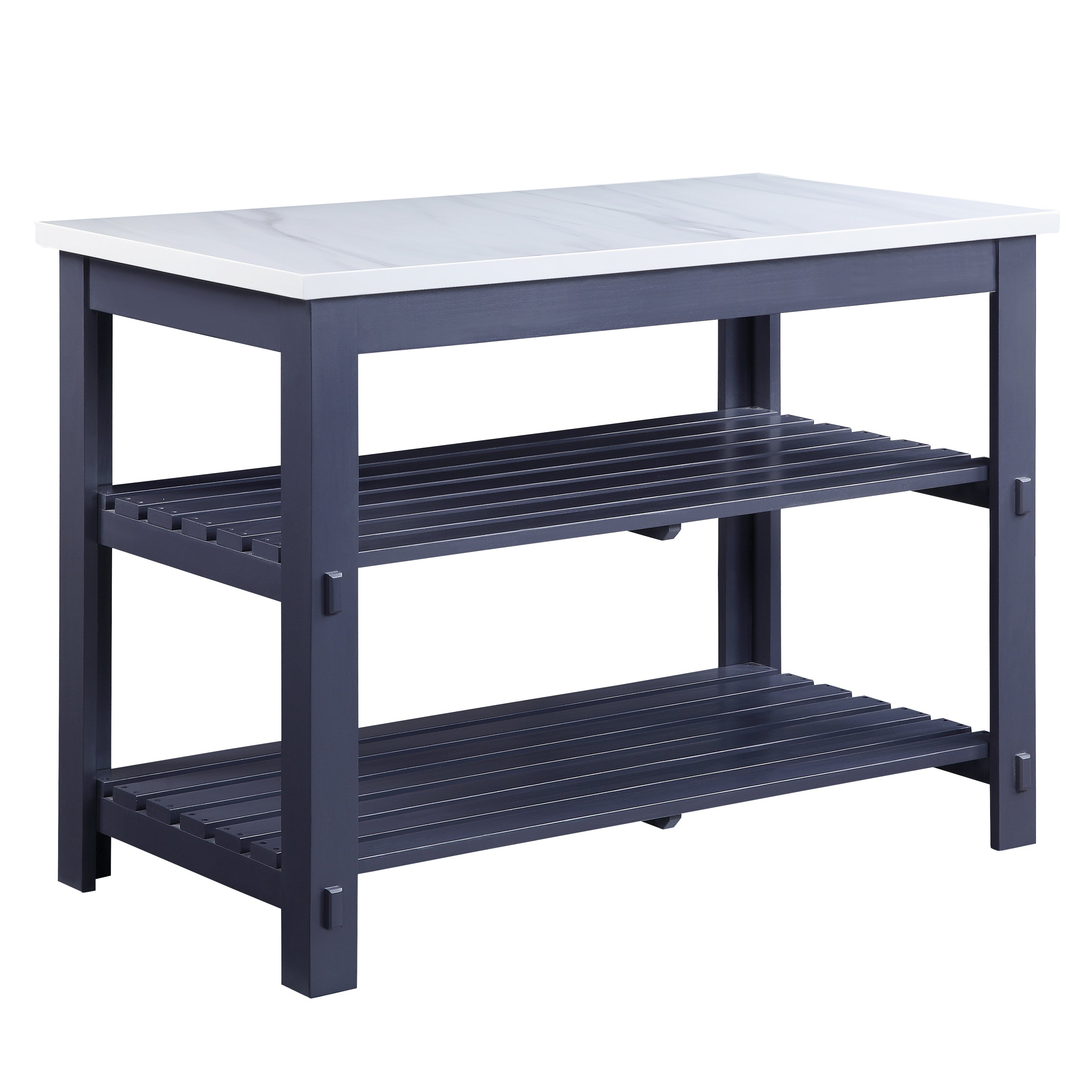 ACME Enapay Kitchen Island in Marble Top Top & Gray Finish