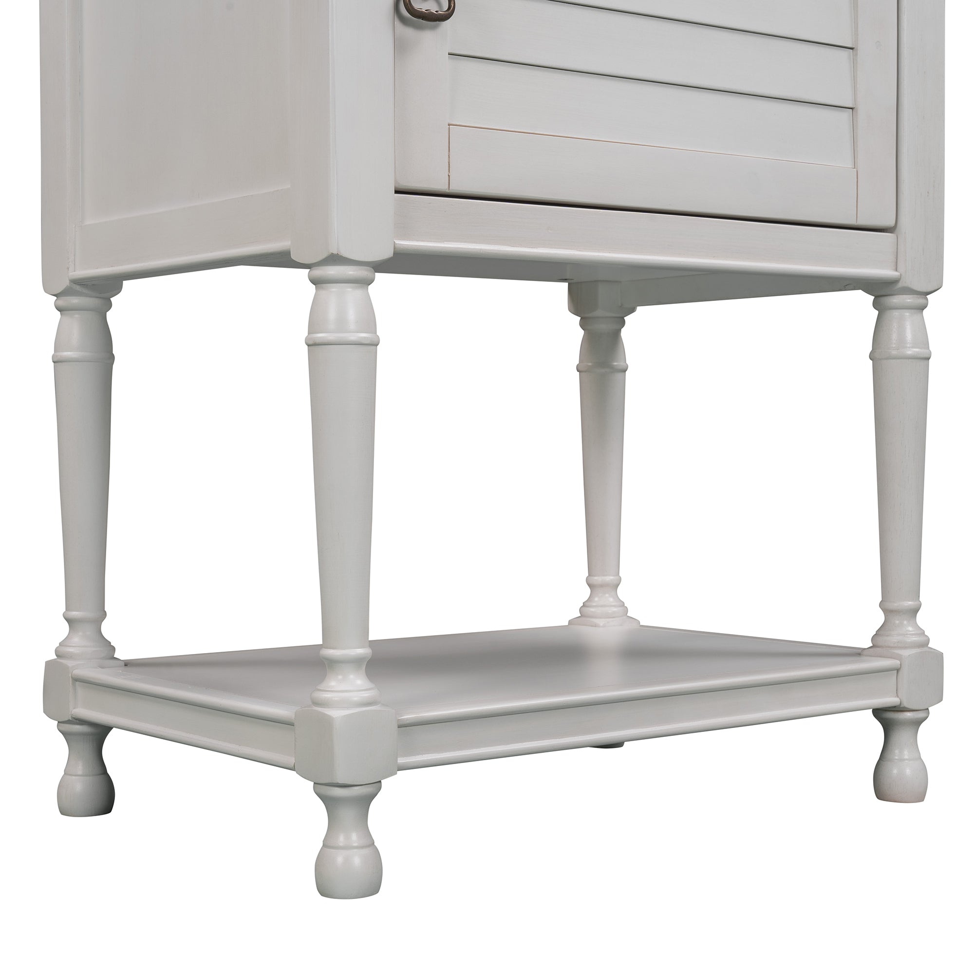 Versatile Nightstand with Two Built-in Shelves Cabinet (White)