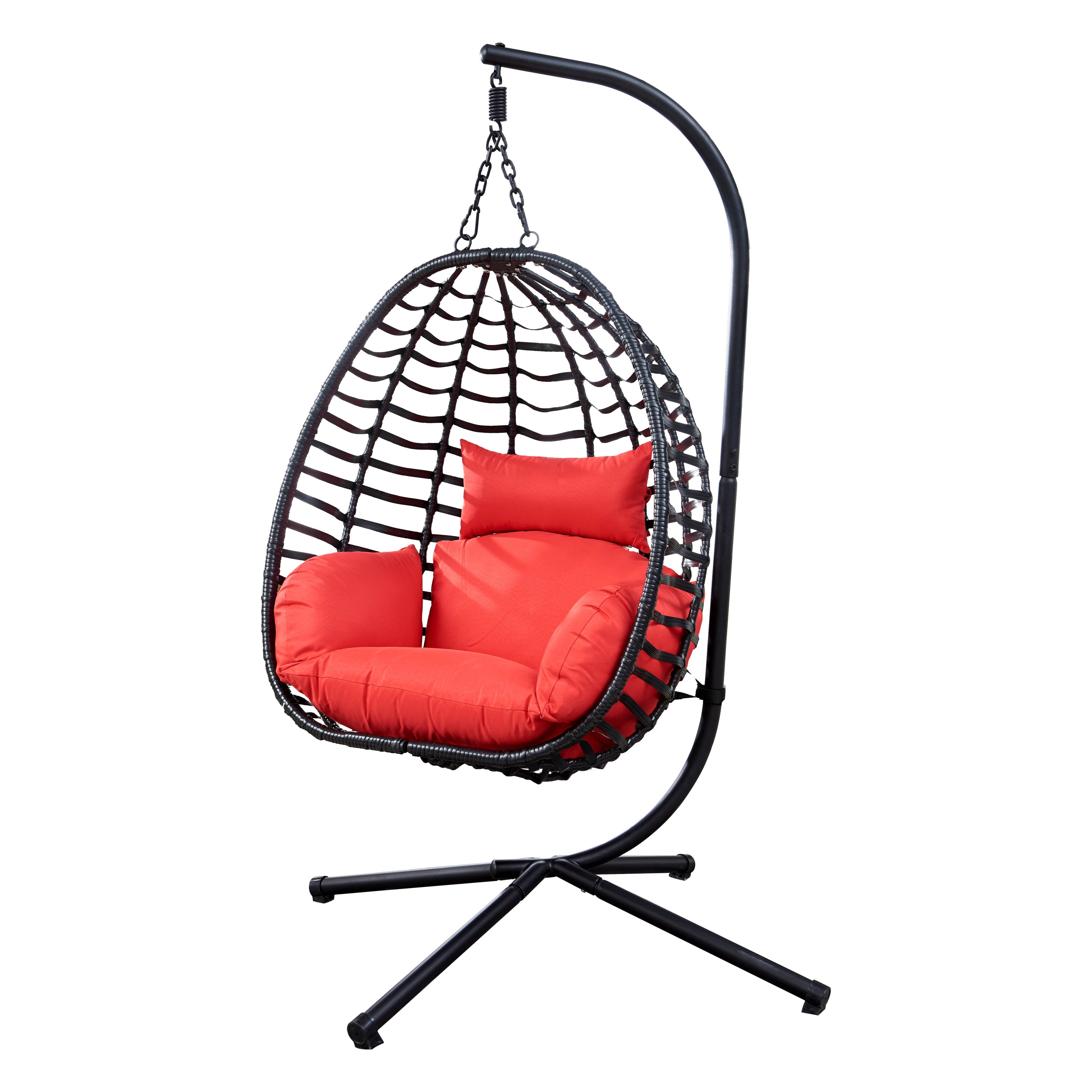 Outdoor Rattan Hanging Oval Egg Chair  (Gray)