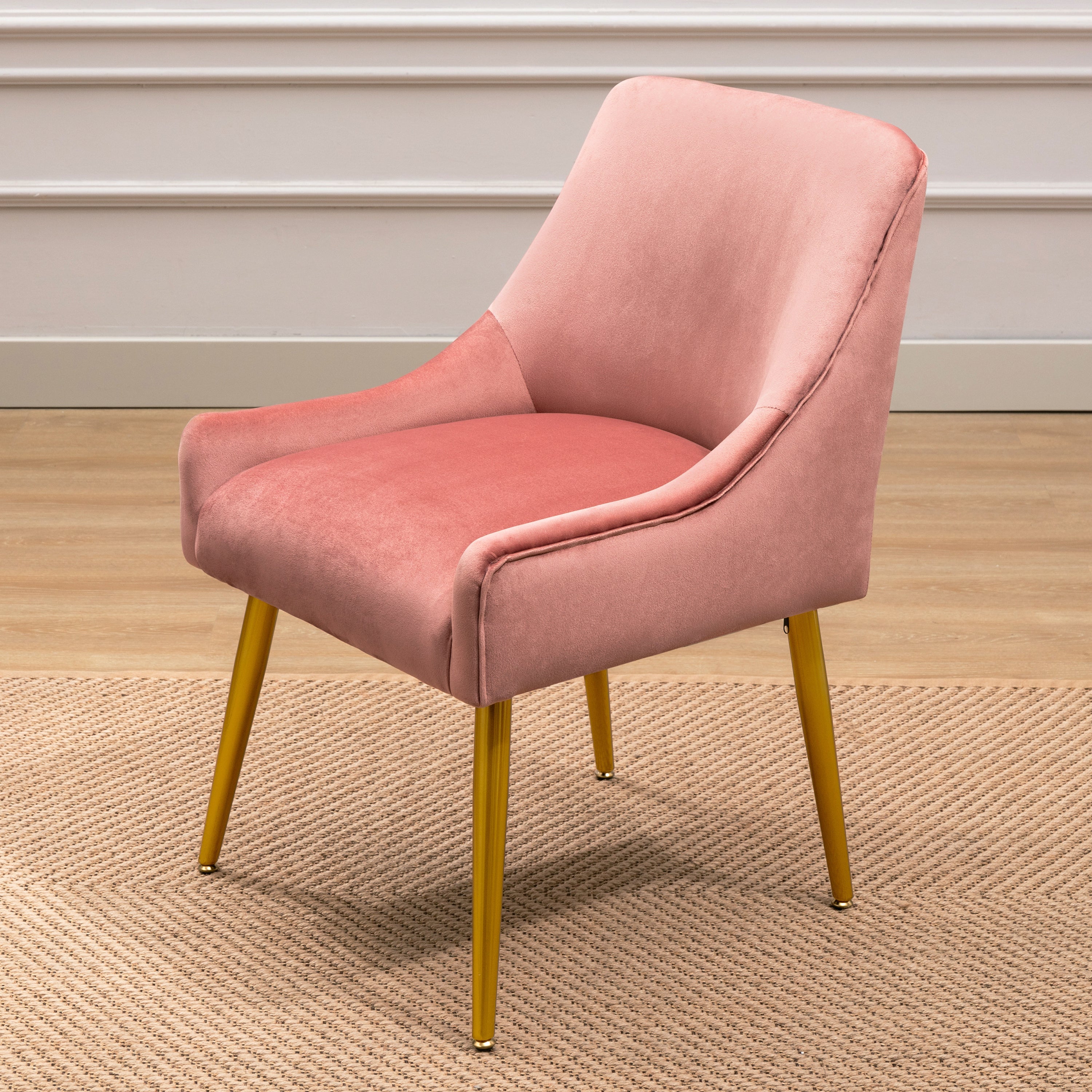 Modern Velvet Wide Accent Chair Side Chair (Pink)