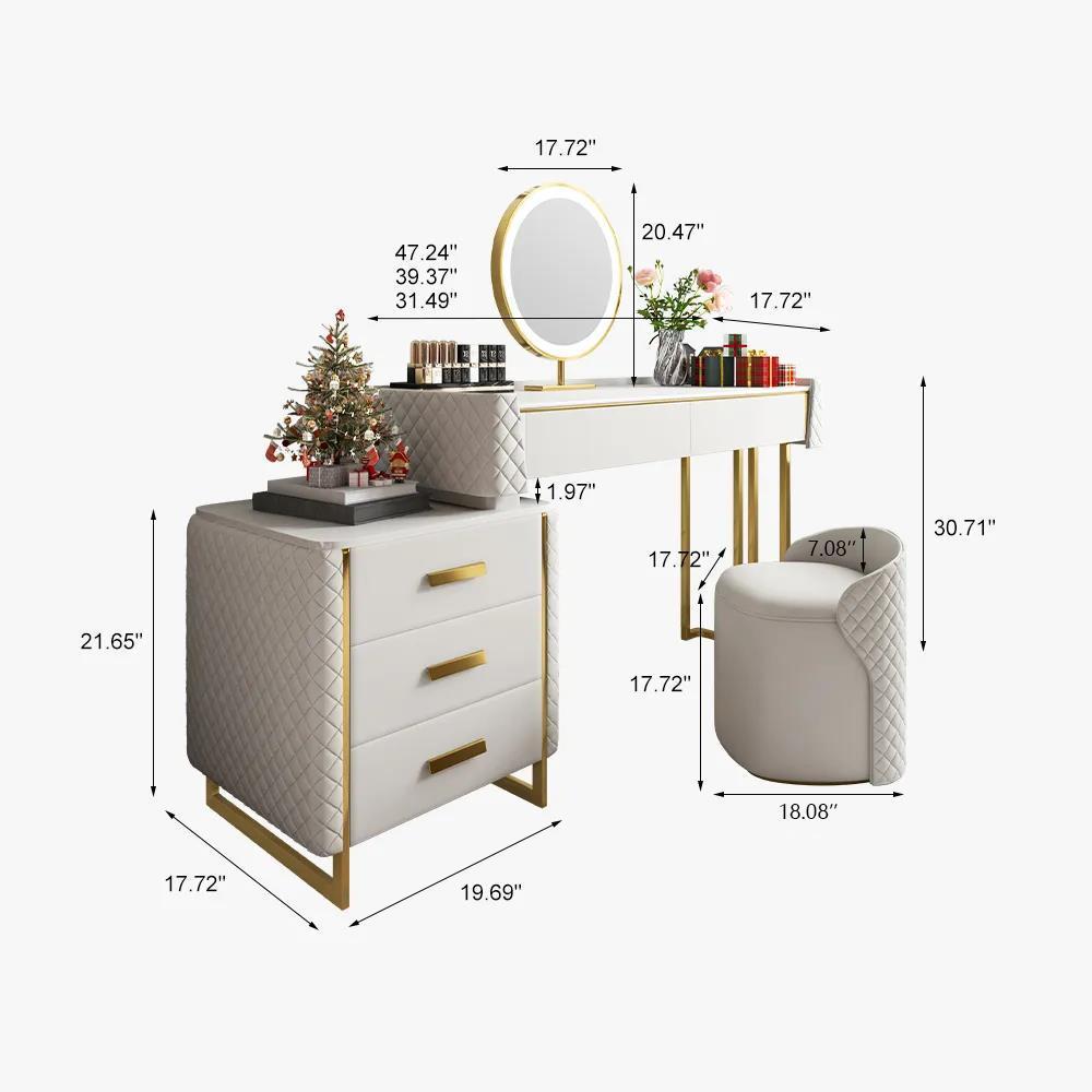 Luxury Makeup Vanity with LED Lighted Mirror (White)