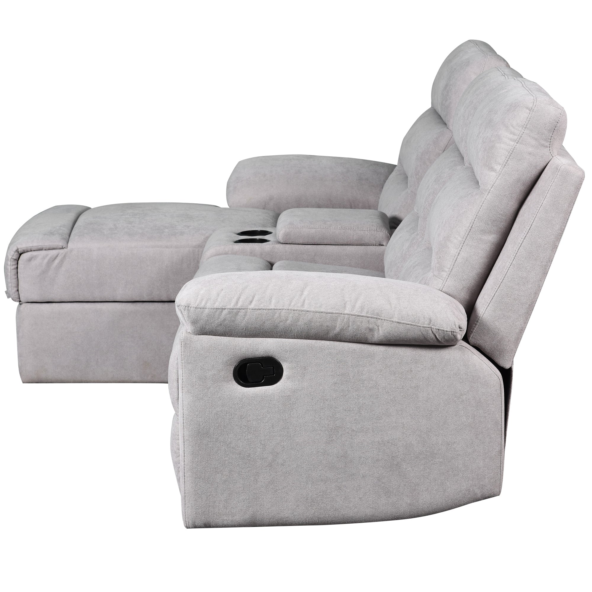U_STYLE Modern Upholstered L-Shaped Reclining Modular Sofa