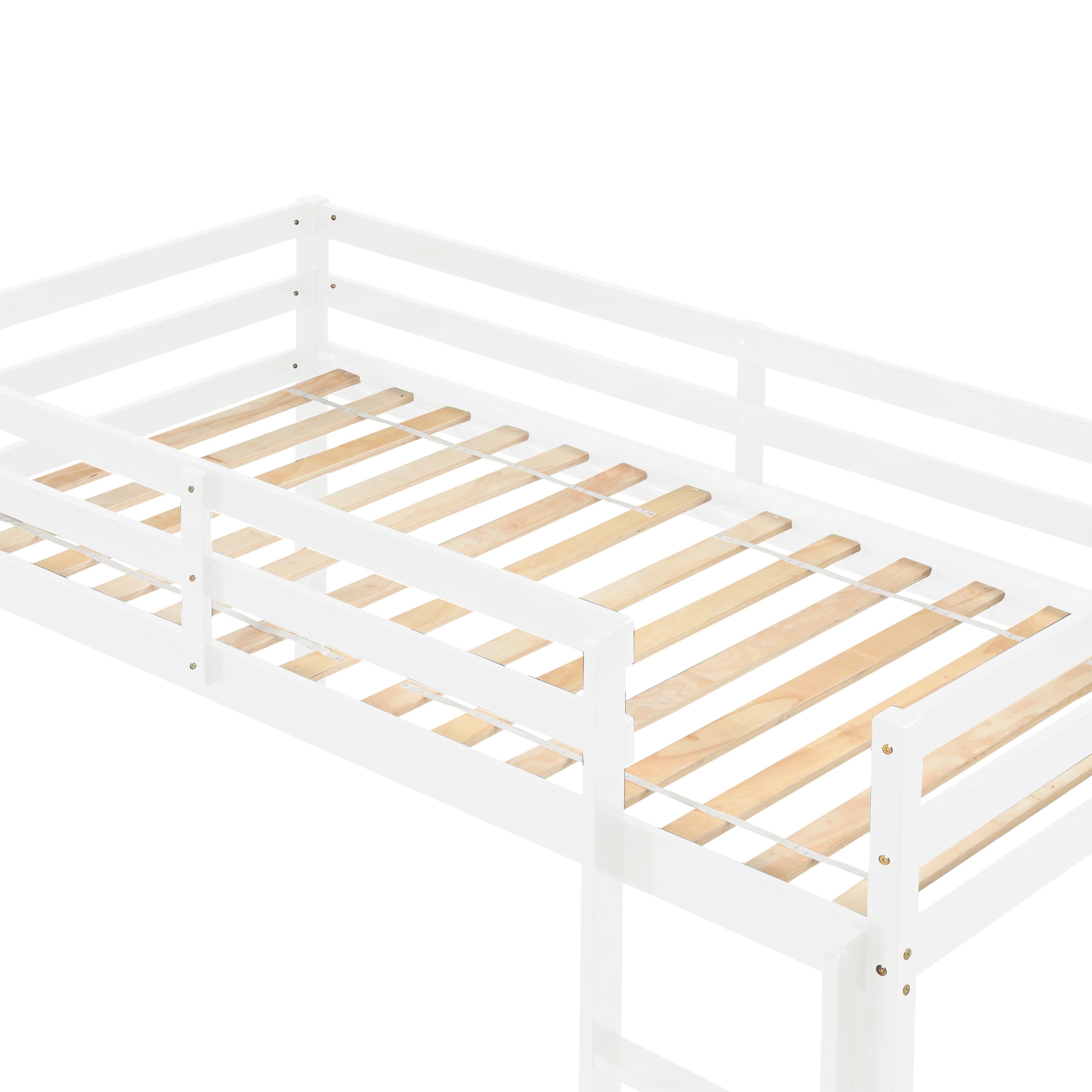 Loft Bed ,Twin, with Guard Rail & Ladder (White)