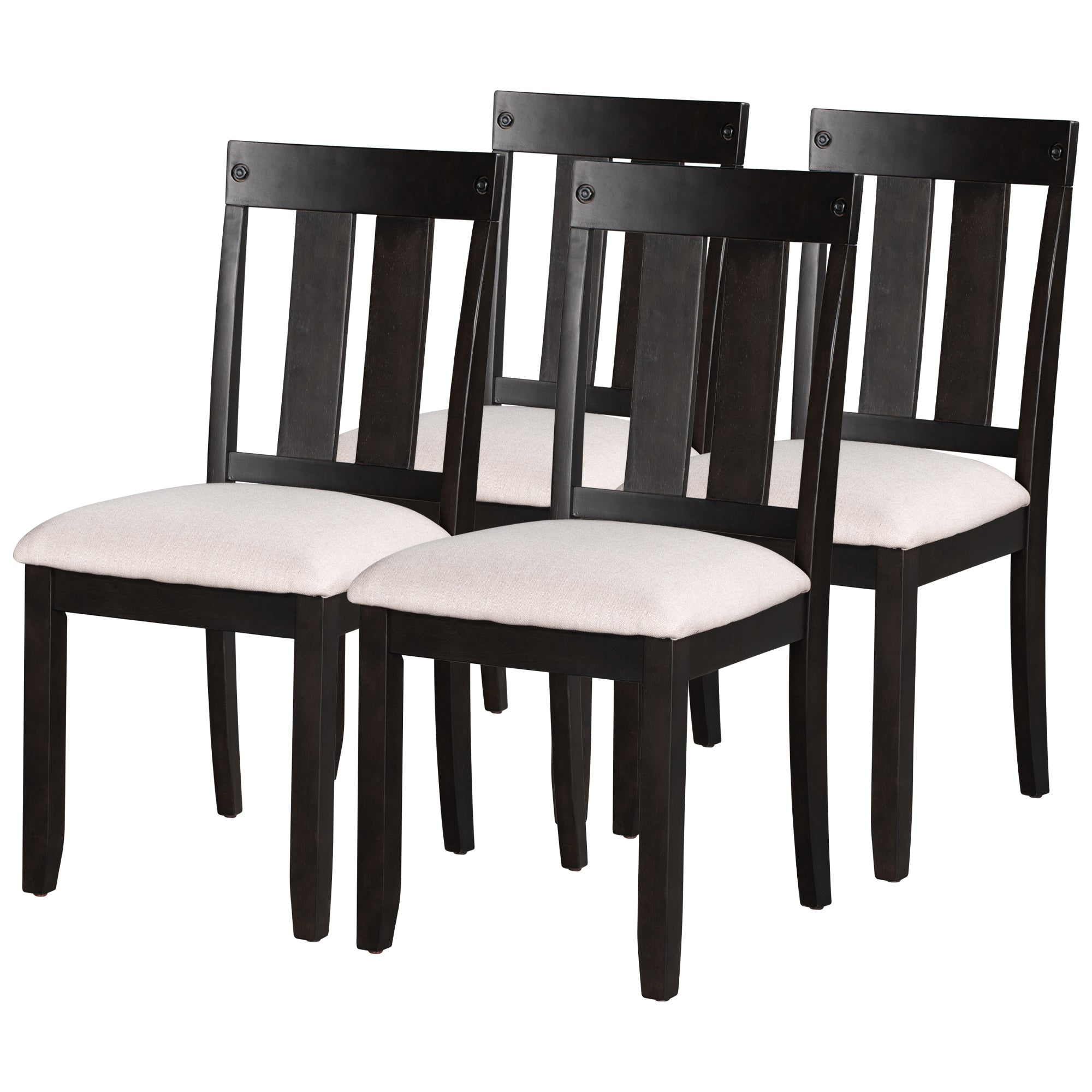 TREXM Rustic Farmhouse 6-Piece Wooden Rustic Style Dining Set, Including Table, 4 Chairs & Bench (Espresso)