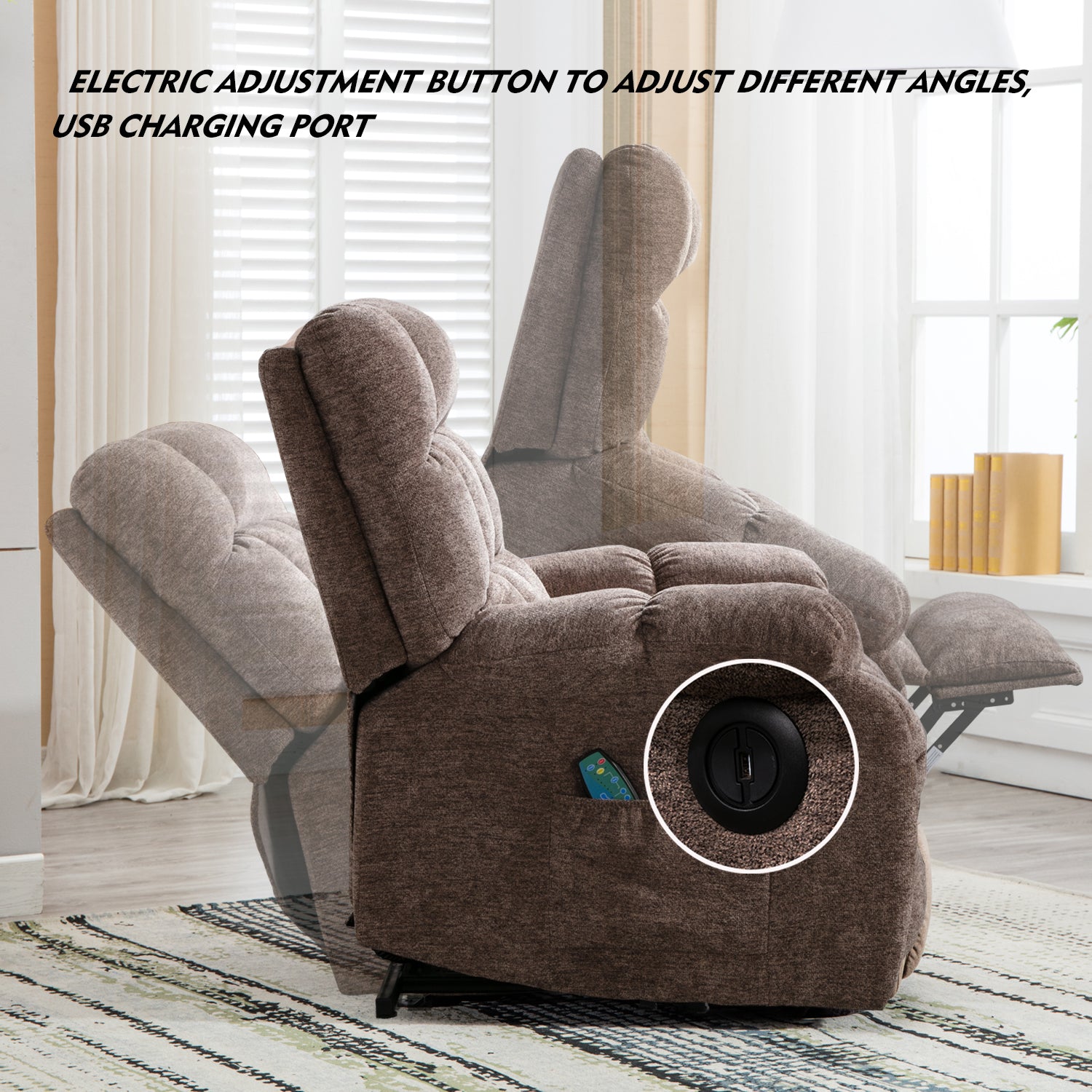 Electric Recliner with Heat and Massage (Taupe)