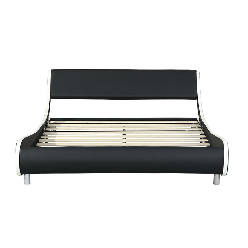 Faux Leather Upholstered Platform Bed Frame (Black)