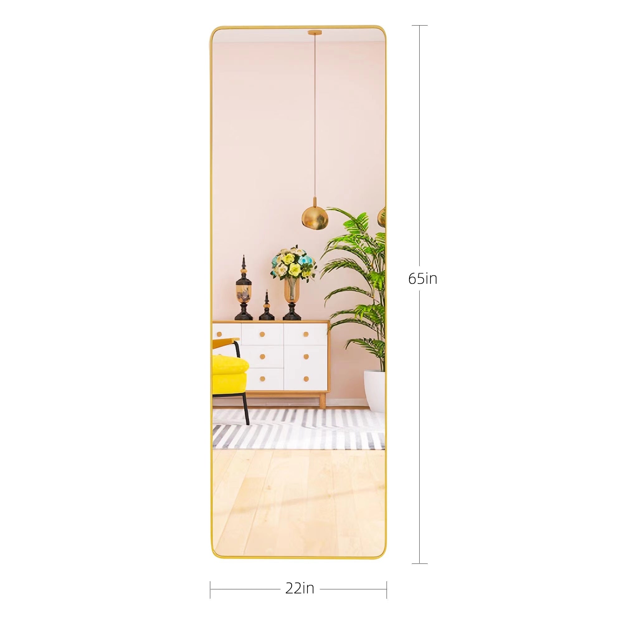 Length Mirror Floor Mirror Hanging Standing or Leaning (Gold)