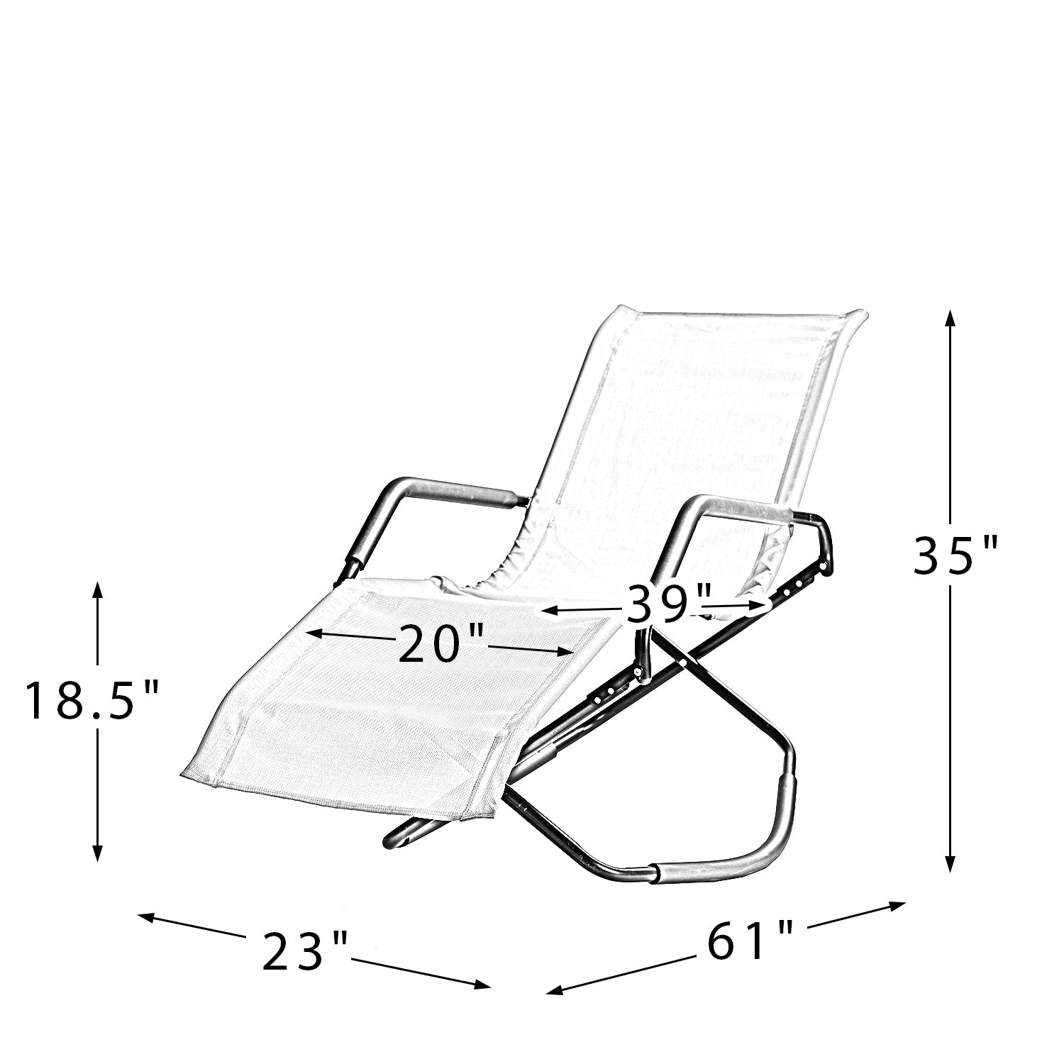 Melas Outdoor Patio 59.7" Long Folding Reclining Single Chaise