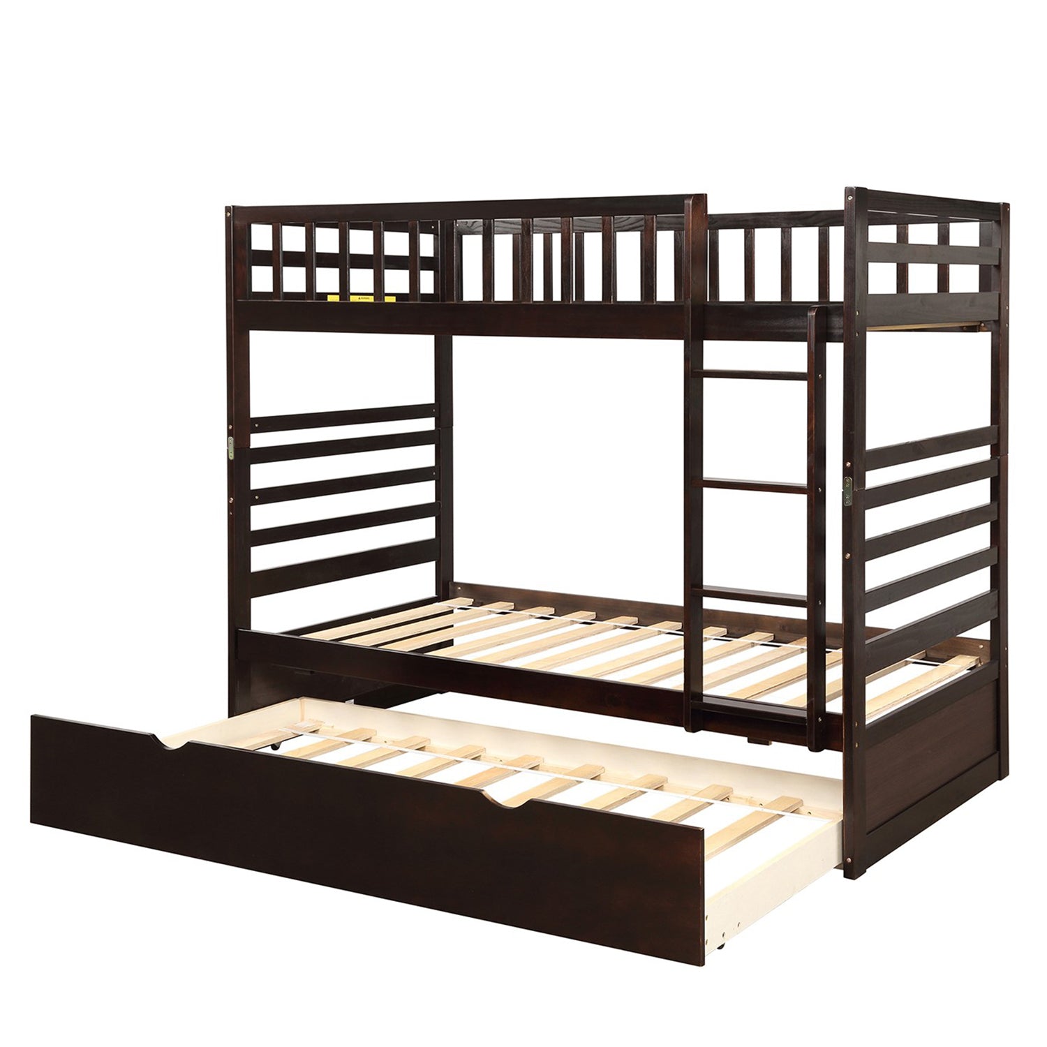 Twin Bunk Beds for Kids with Safety Rail and Movable Trundle bed