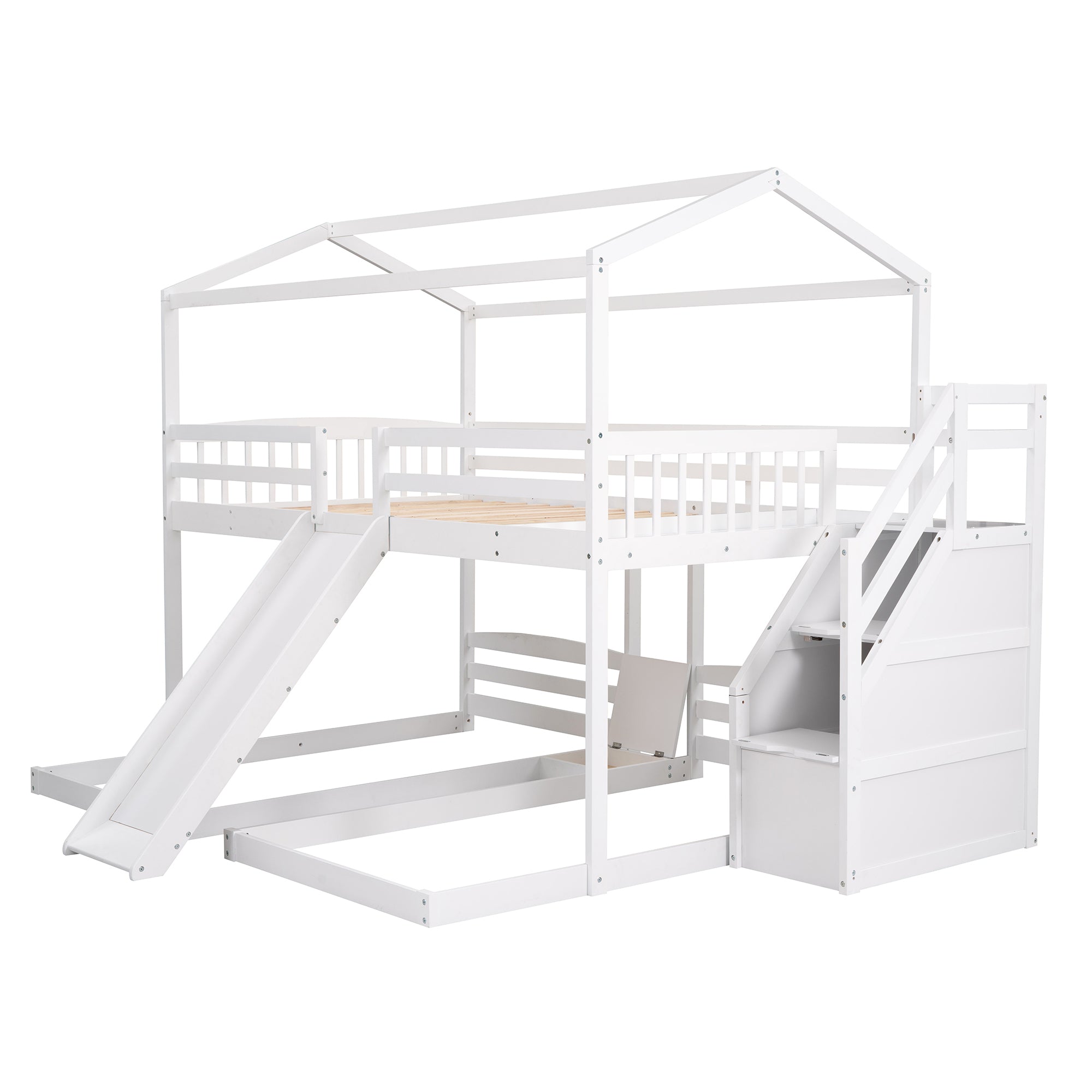 Full over Twin & Twin Bunk Bed (White)