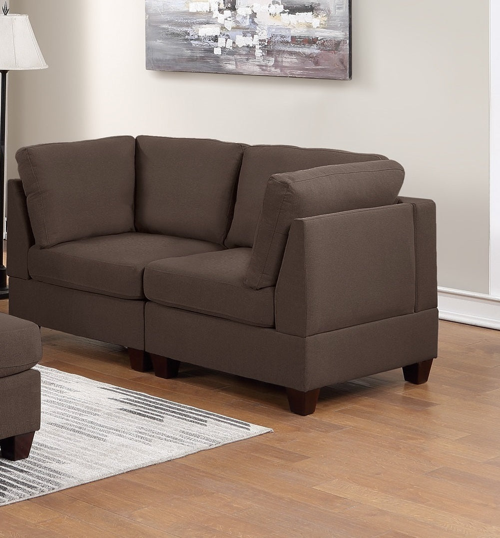 Sofa Set Armless Footrest and 4x Corner Sofa 6 Piece Black Coffee Linen