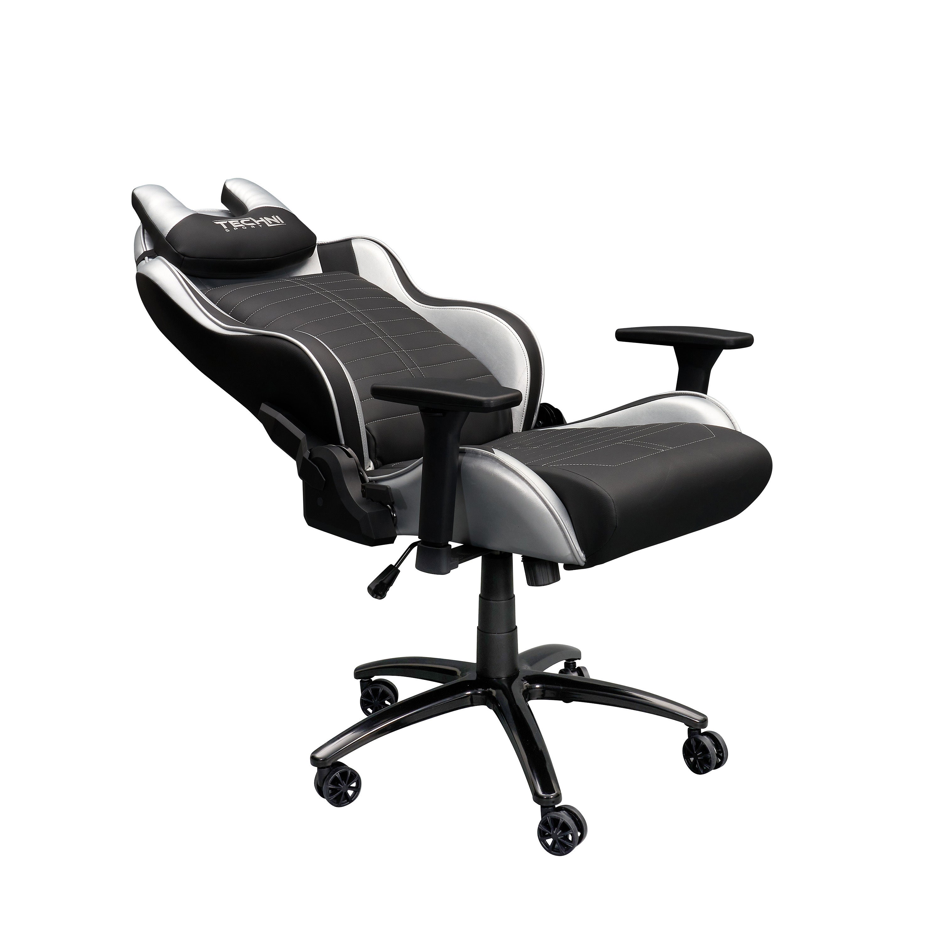 Techni Sport Ergonomic Racing Style Gaming  Chair (Silver)