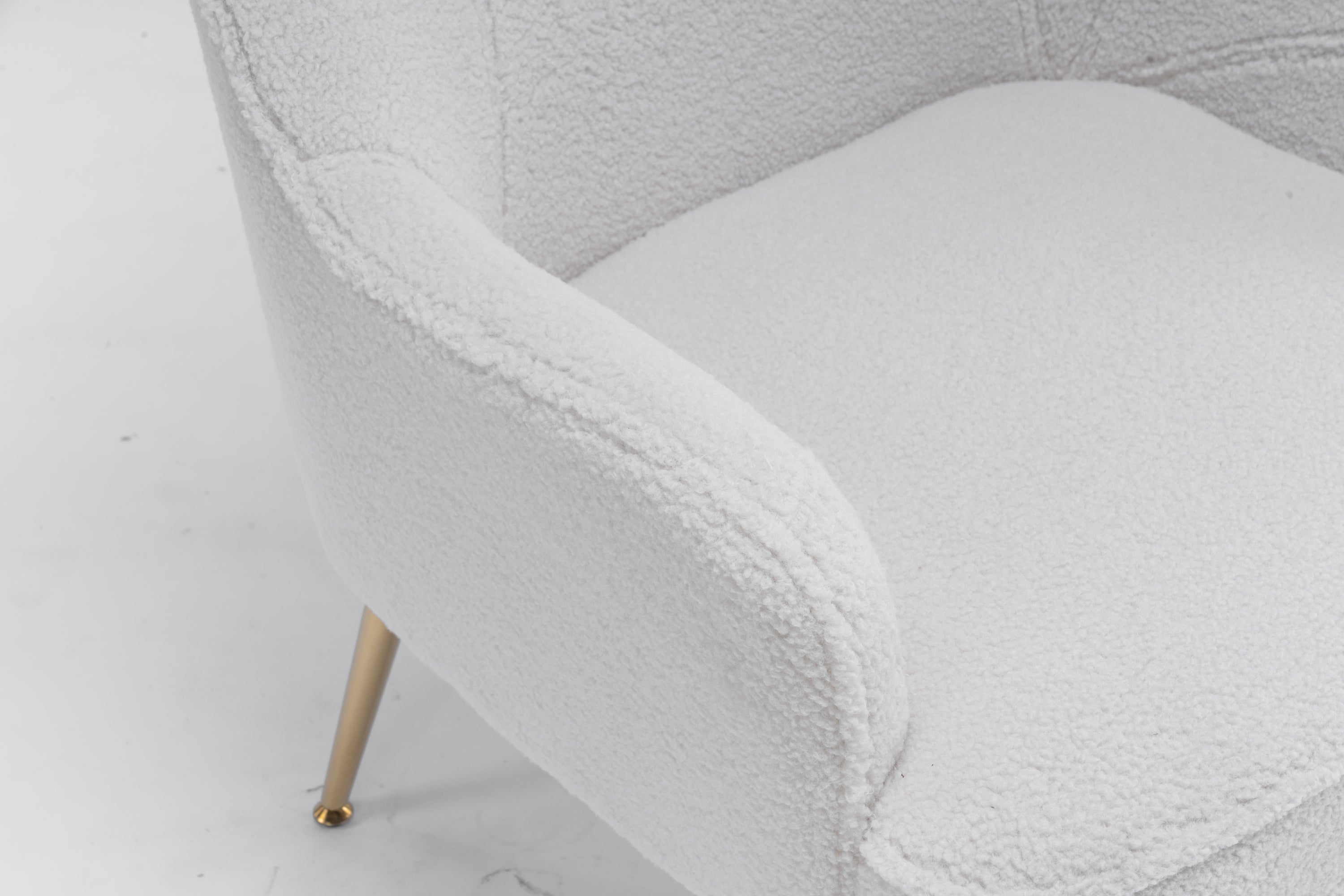 Modern Soft Teddy Fabric Accent Chair (Ivory)